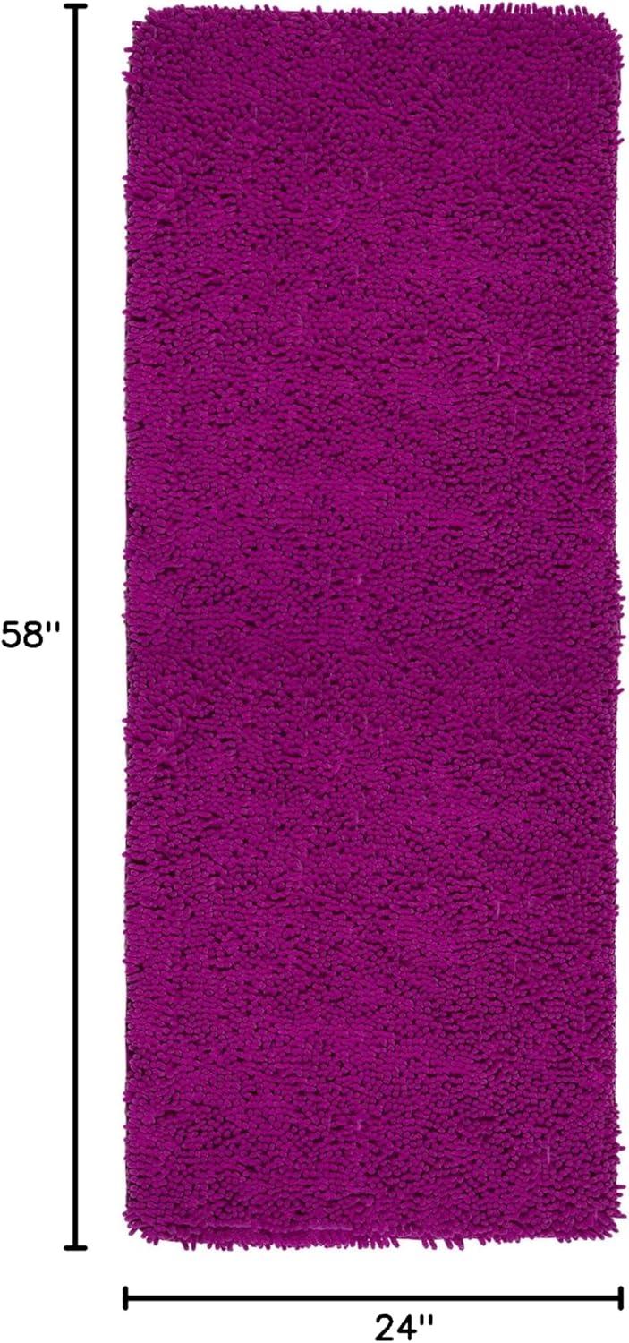 imageBath Mat 58x24Inch Bathroom Runner with NonSlip Backing Absorbent HighPile Chenille Memory Foam Bathroom Rug by Lavish Home WhitePink