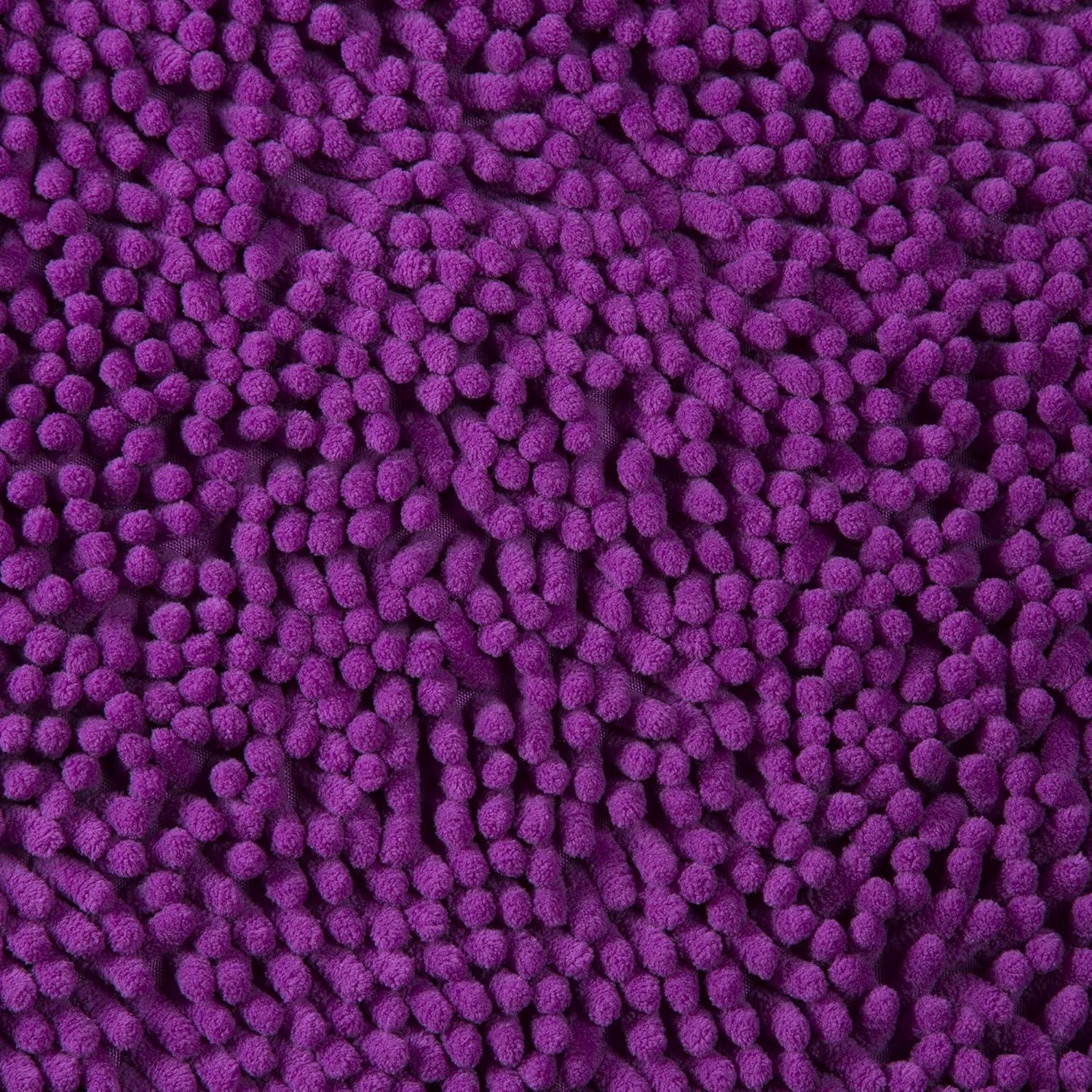 imageBath Mat 58x24Inch Bathroom Runner with NonSlip Backing Absorbent HighPile Chenille Memory Foam Bathroom Rug by Lavish Home WhitePurple