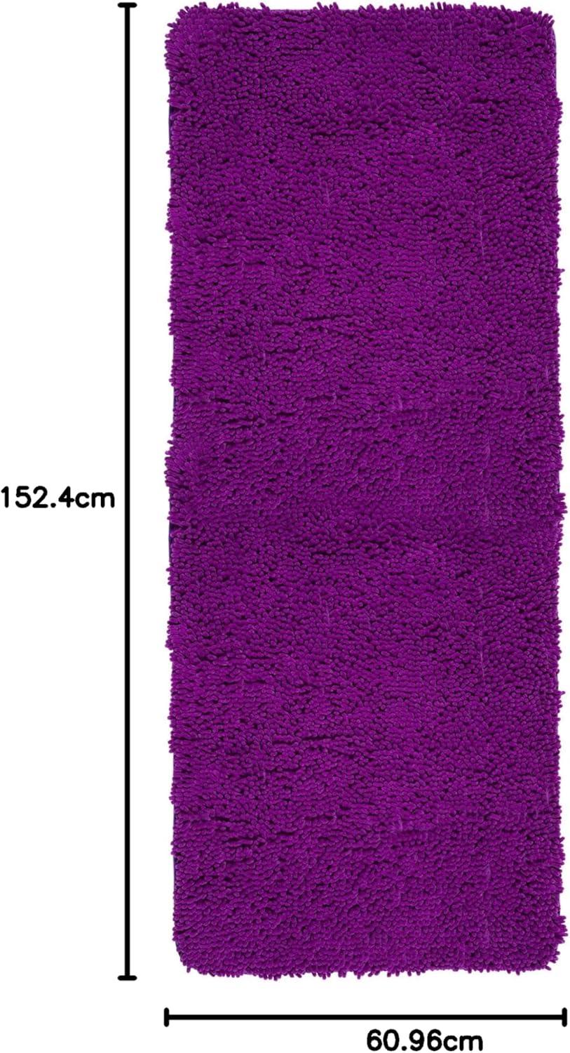imageBath Mat 58x24Inch Bathroom Runner with NonSlip Backing Absorbent HighPile Chenille Memory Foam Bathroom Rug by Lavish Home WhitePurple