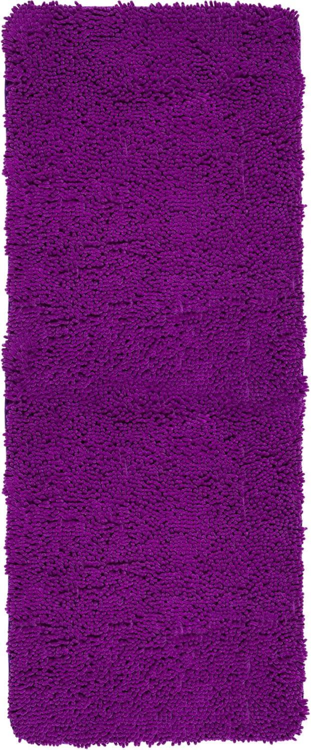 imageBath Mat 58x24Inch Bathroom Runner with NonSlip Backing Absorbent HighPile Chenille Memory Foam Bathroom Rug by Lavish Home WhitePurple