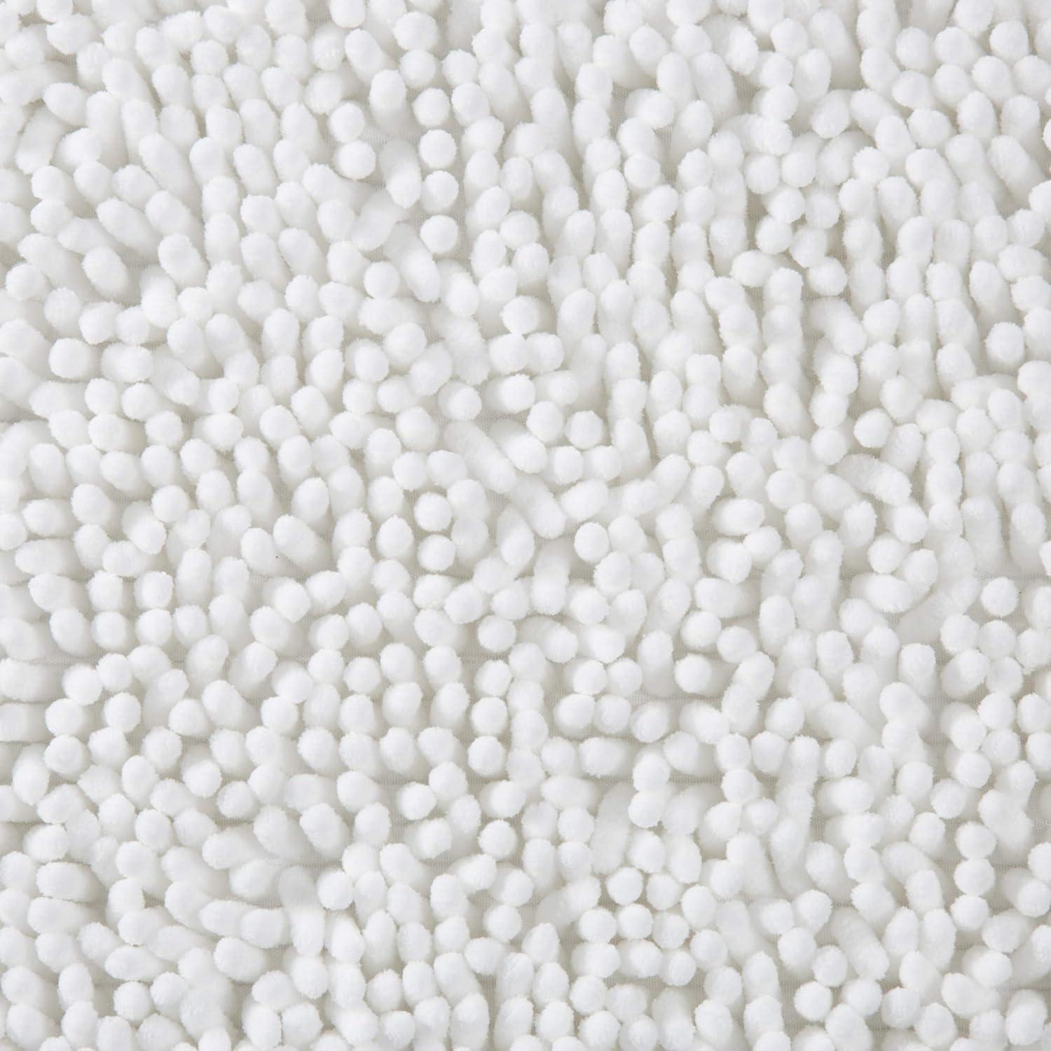 imageBath Mat 58x24Inch Bathroom Runner with NonSlip Backing Absorbent HighPile Chenille Memory Foam Bathroom Rug by Lavish Home WhiteWhite