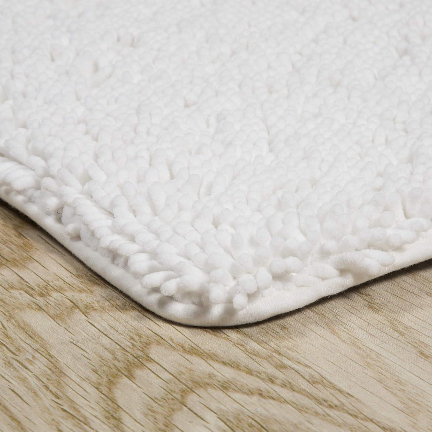 imageBath Mat 58x24Inch Bathroom Runner with NonSlip Backing Absorbent HighPile Chenille Memory Foam Bathroom Rug by Lavish Home WhiteWhite