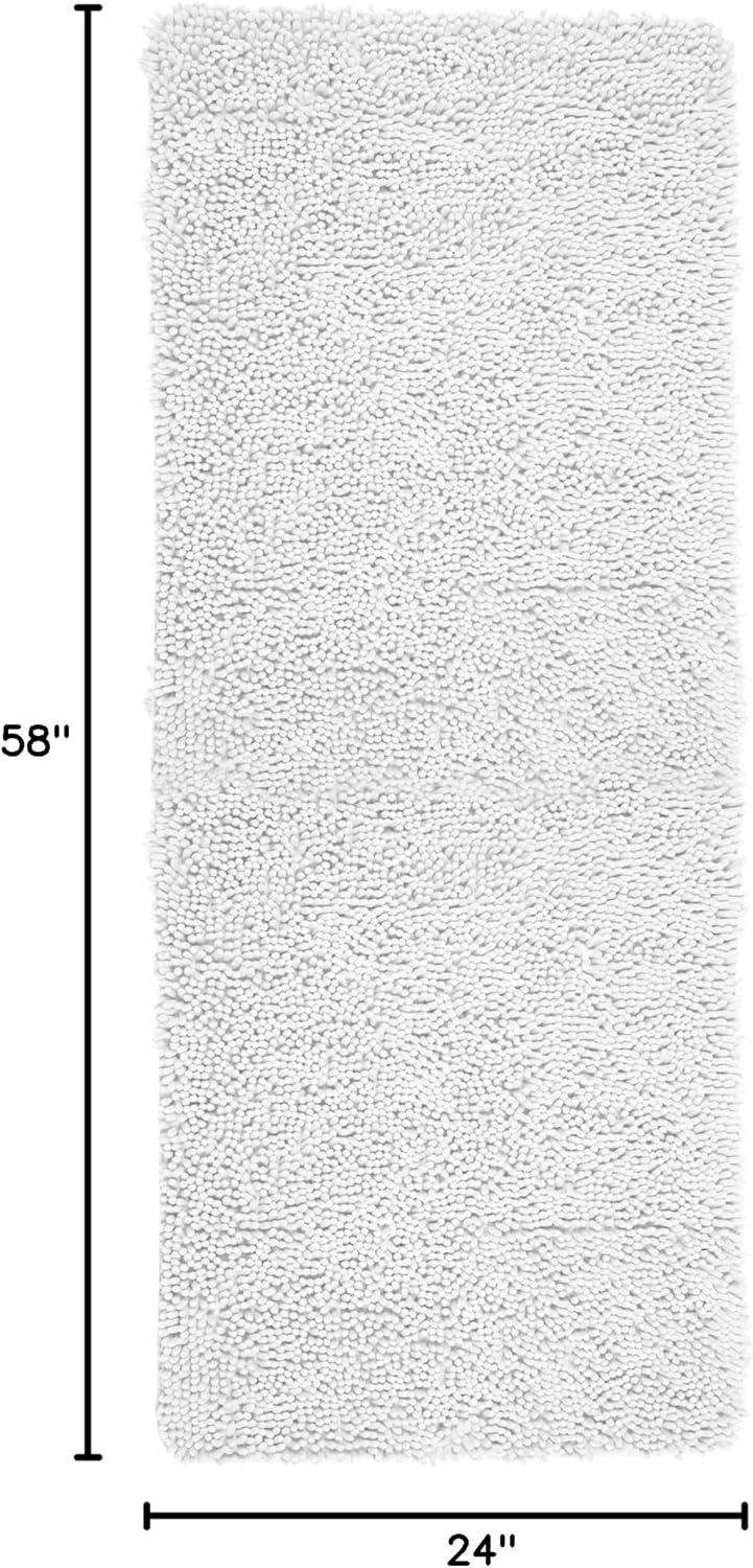 imageBath Mat 58x24Inch Bathroom Runner with NonSlip Backing Absorbent HighPile Chenille Memory Foam Bathroom Rug by Lavish Home WhiteWhite