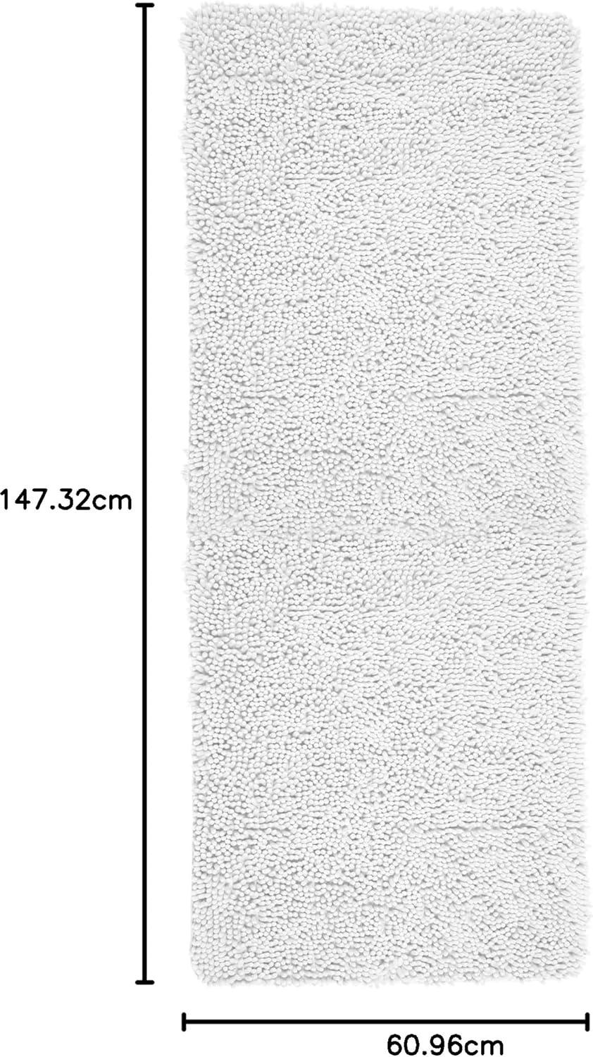 imageBath Mat 58x24Inch Bathroom Runner with NonSlip Backing Absorbent HighPile Chenille Memory Foam Bathroom Rug by Lavish Home WhiteWhite