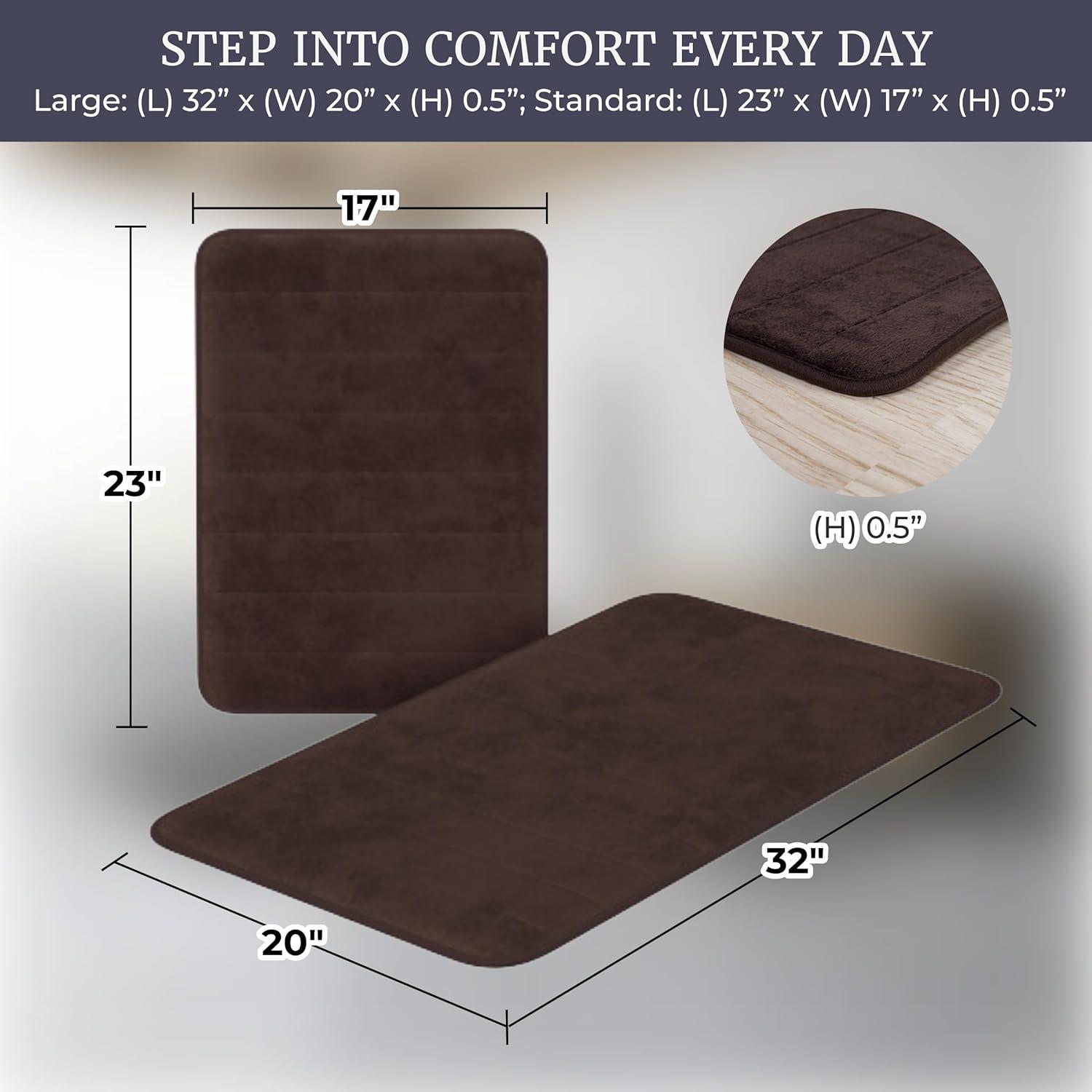 imageBathroom Rug Set2Piece Memory Foam BathmatsStriped Microfiber TopNonSlip Absorbent Runner for Shower Tub Sink or Kitchen by Lavish Home Brown