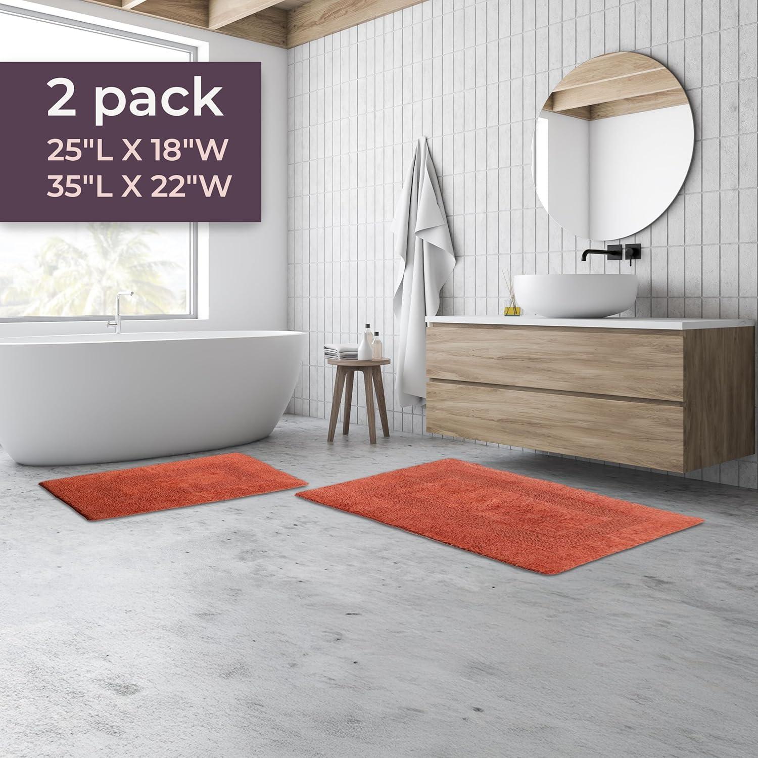 imageBathroom Rugs 2Piece Cotton Bathroom Mat Set Machine Washable Bath Mats for Washroom Kitchen or Laundry Room by Lavish Home TaupeBrick