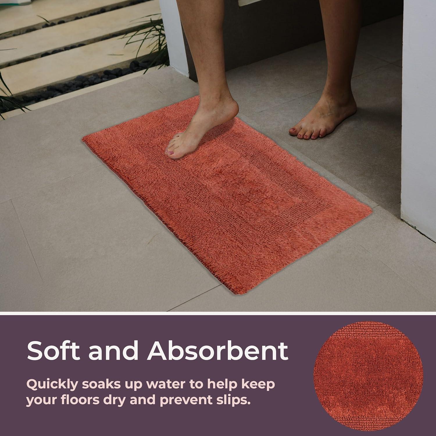 imageBathroom Rugs 2Piece Cotton Bathroom Mat Set Machine Washable Bath Mats for Washroom Kitchen or Laundry Room by Lavish Home TaupeBrick