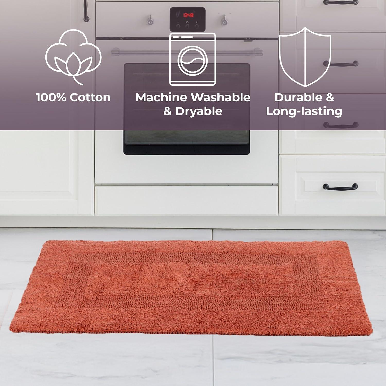 imageBathroom Rugs 2Piece Cotton Bathroom Mat Set Machine Washable Bath Mats for Washroom Kitchen or Laundry Room by Lavish Home TaupeBrick