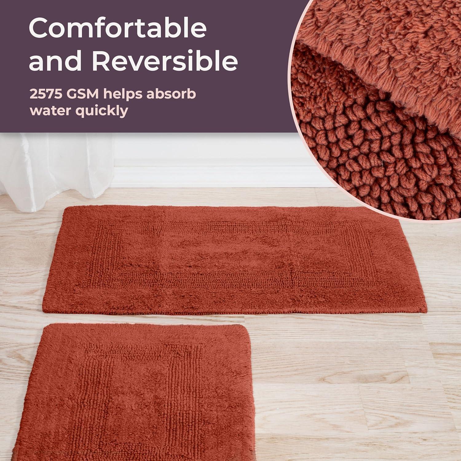 imageBathroom Rugs 2Piece Cotton Bathroom Mat Set Machine Washable Bath Mats for Washroom Kitchen or Laundry Room by Lavish Home TaupeBrick