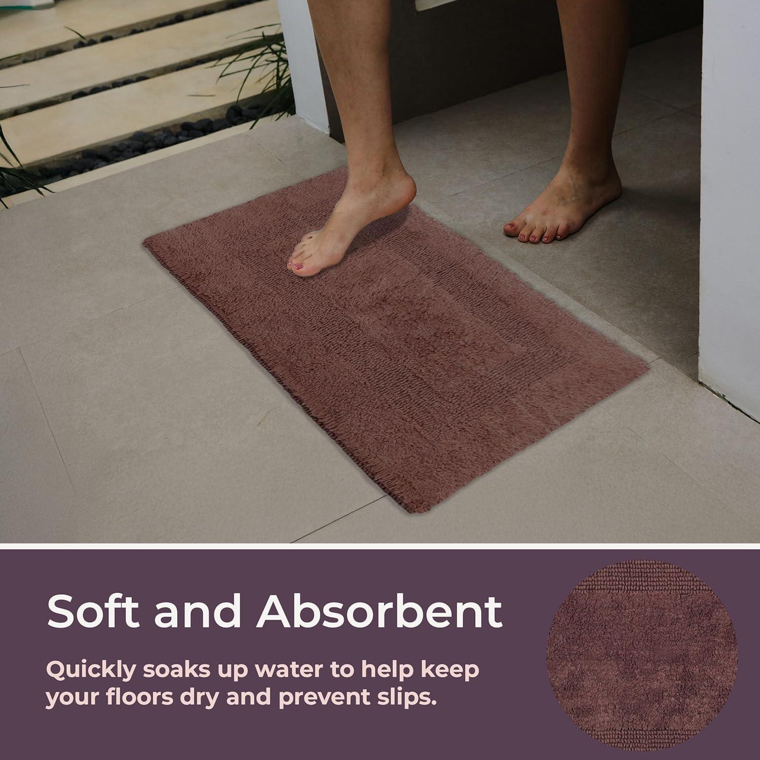 imageBathroom Rugs 2Piece Cotton Bathroom Mat Set Machine Washable Bath Mats for Washroom Kitchen or Laundry Room by Lavish Home TaupeBrown