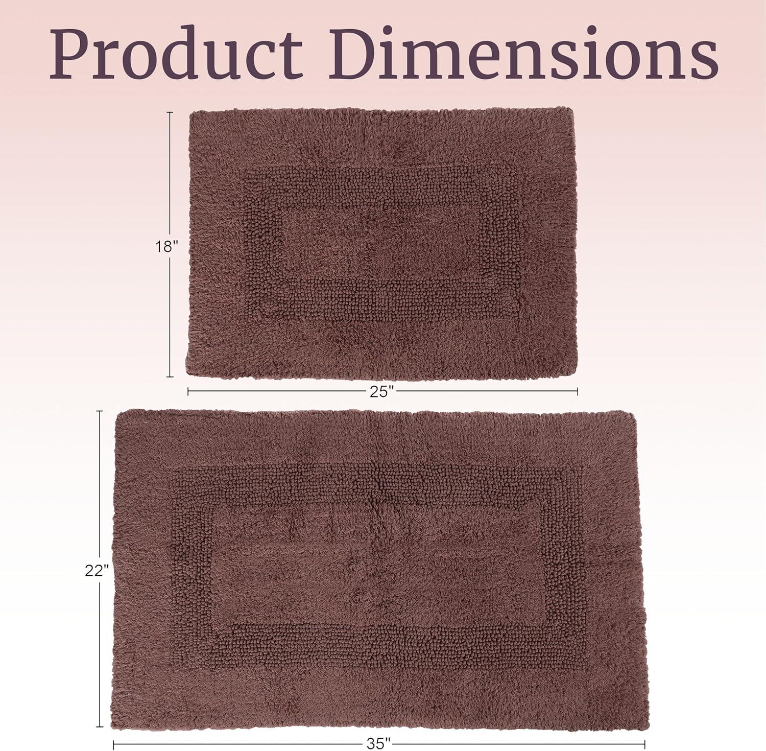 imageBathroom Rugs 2Piece Cotton Bathroom Mat Set Machine Washable Bath Mats for Washroom Kitchen or Laundry Room by Lavish Home TaupeBrown