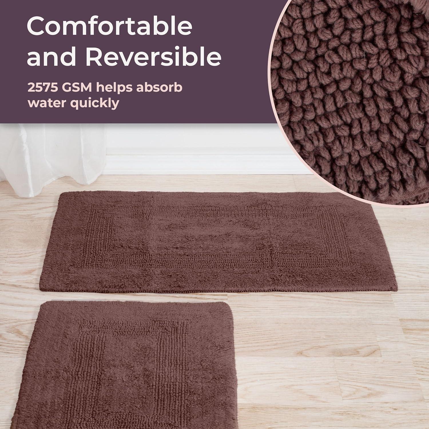 imageBathroom Rugs 2Piece Cotton Bathroom Mat Set Machine Washable Bath Mats for Washroom Kitchen or Laundry Room by Lavish Home TaupeBrown