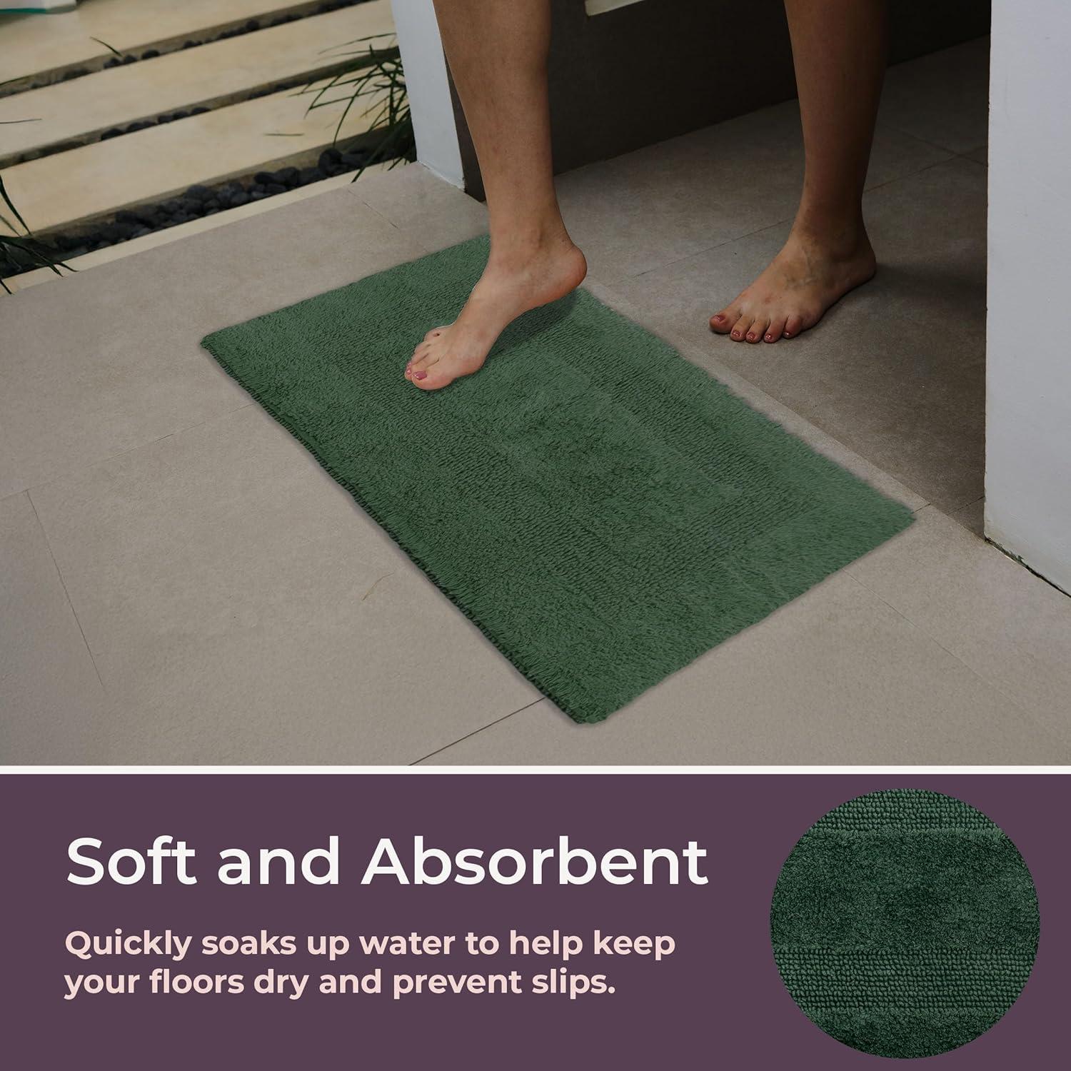 imageBathroom Rugs 2Piece Cotton Bathroom Mat Set Machine Washable Bath Mats for Washroom Kitchen or Laundry Room by Lavish Home TaupeGreen