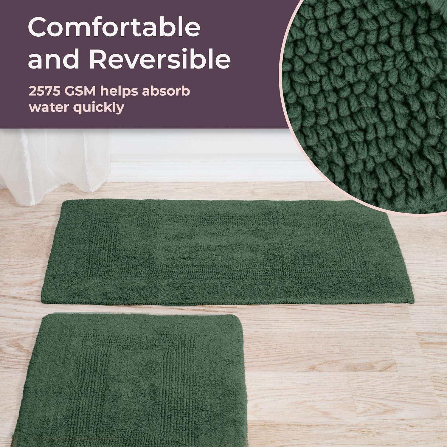 imageBathroom Rugs 2Piece Cotton Bathroom Mat Set Machine Washable Bath Mats for Washroom Kitchen or Laundry Room by Lavish Home TaupeGreen