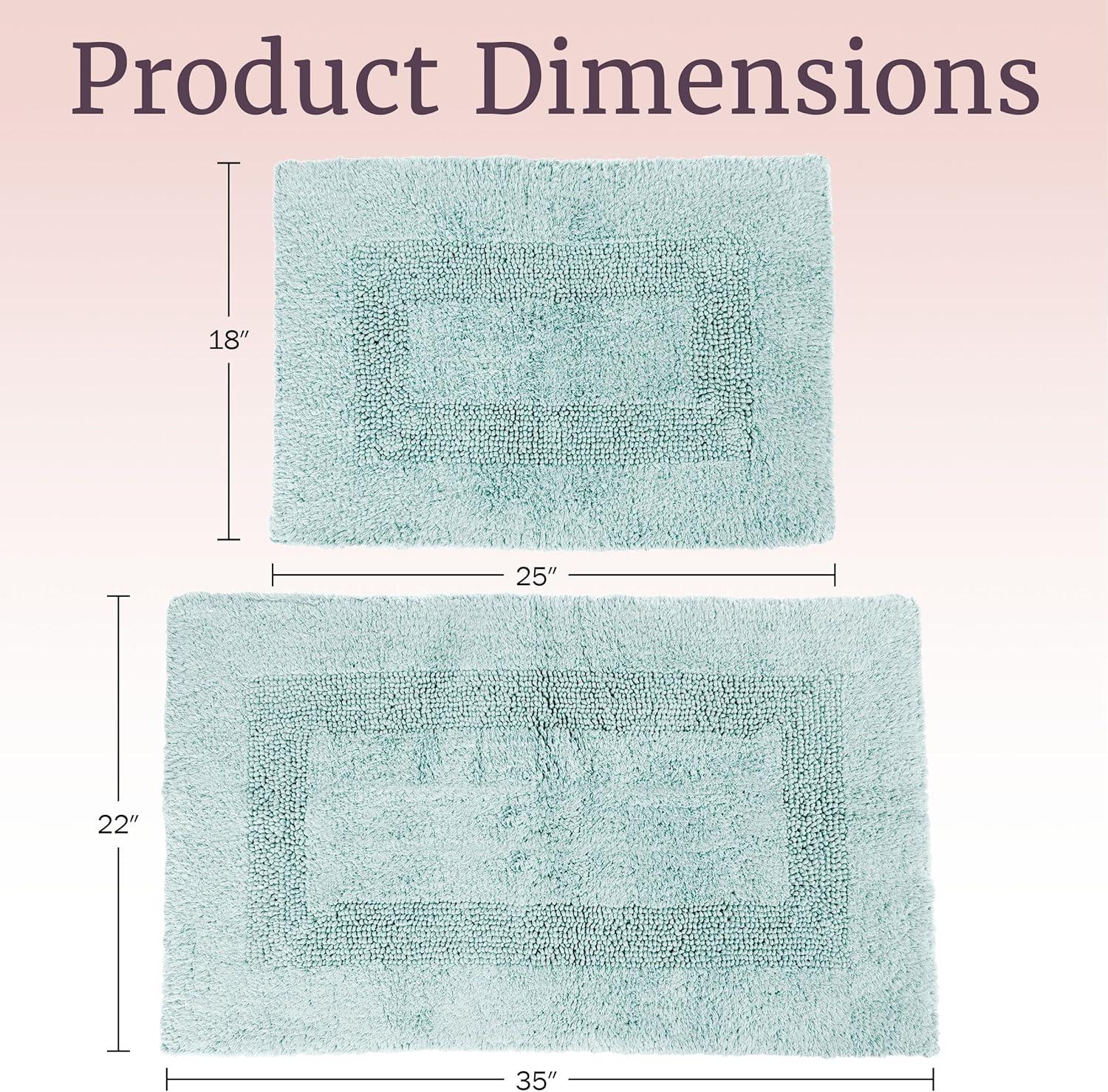 imageBathroom Rugs 2Piece Cotton Bathroom Mat Set Machine Washable Bath Mats for Washroom Kitchen or Laundry Room by Lavish Home TaupeSeafoam