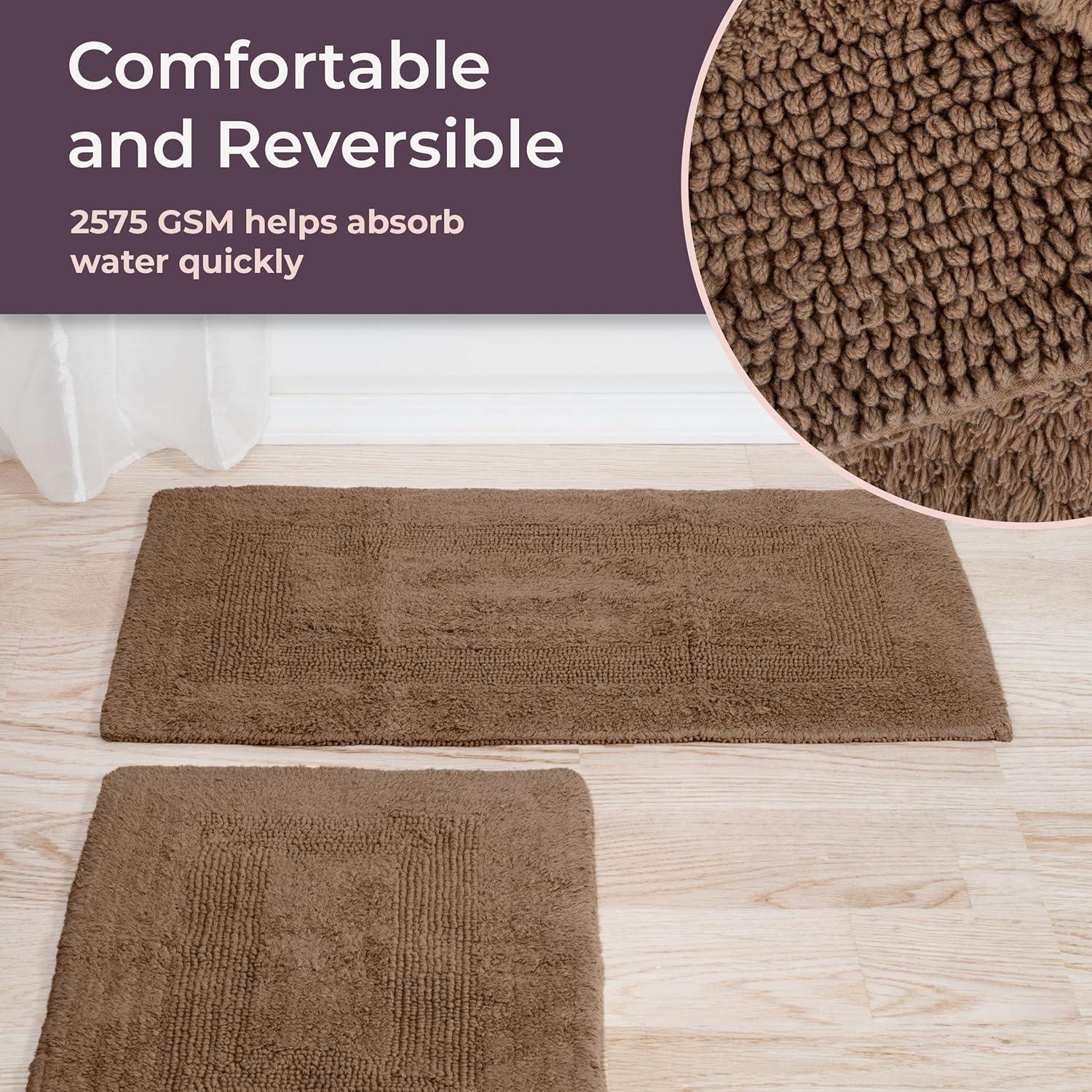 imageBathroom Rugs 2Piece Cotton Bathroom Mat Set Machine Washable Bath Mats for Washroom Kitchen or Laundry Room by Lavish Home TaupeTaupe