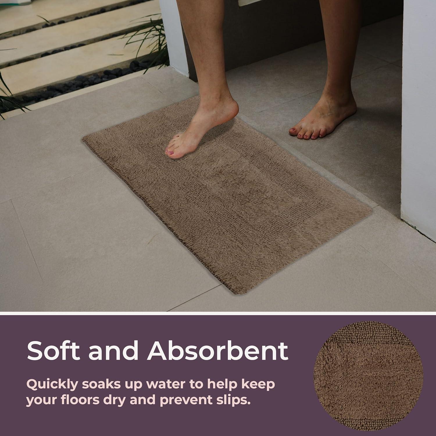 imageBathroom Rugs 2Piece Cotton Bathroom Mat Set Machine Washable Bath Mats for Washroom Kitchen or Laundry Room by Lavish Home TaupeTaupe