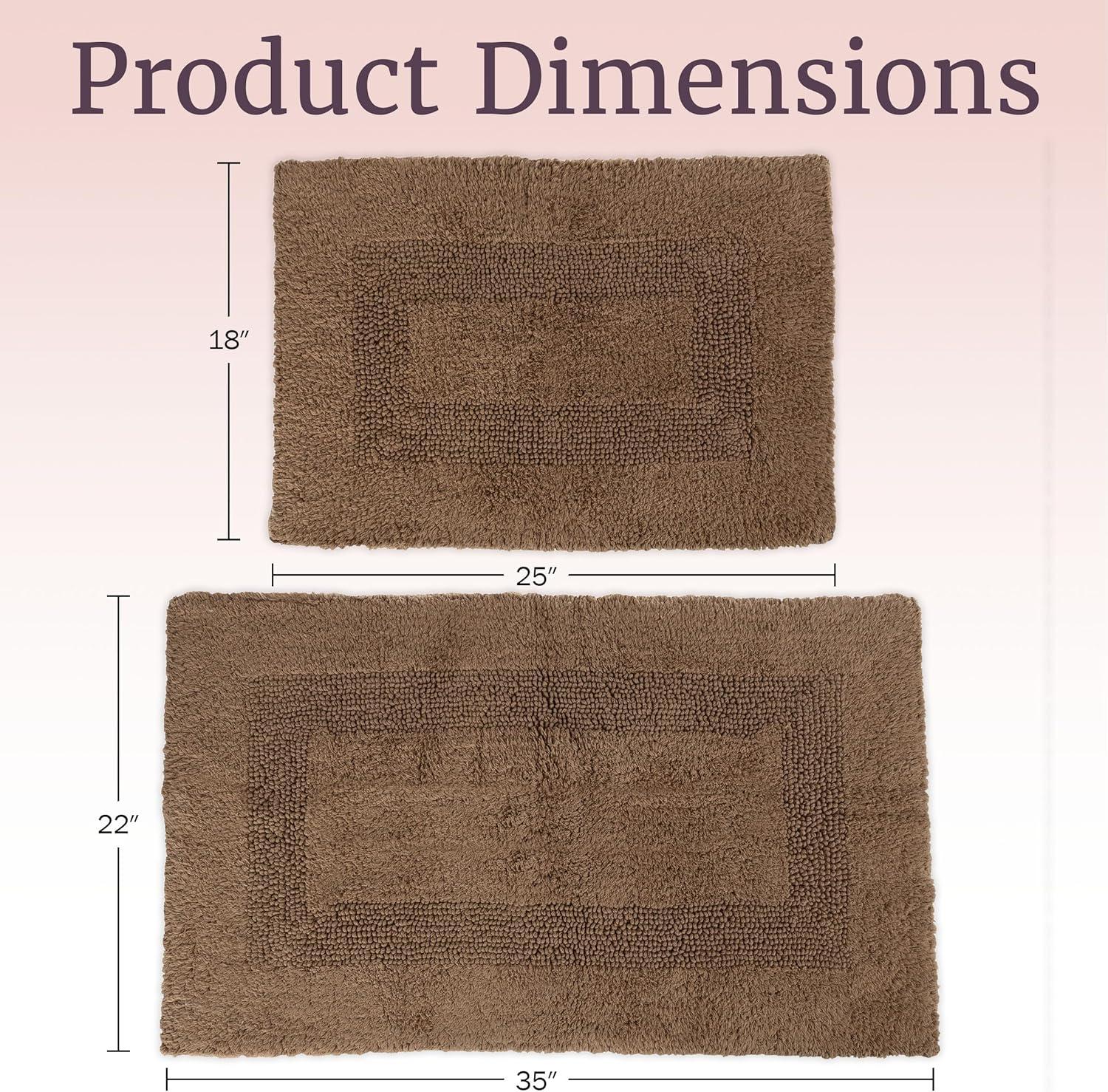 imageBathroom Rugs 2Piece Cotton Bathroom Mat Set Machine Washable Bath Mats for Washroom Kitchen or Laundry Room by Lavish Home TaupeTaupe