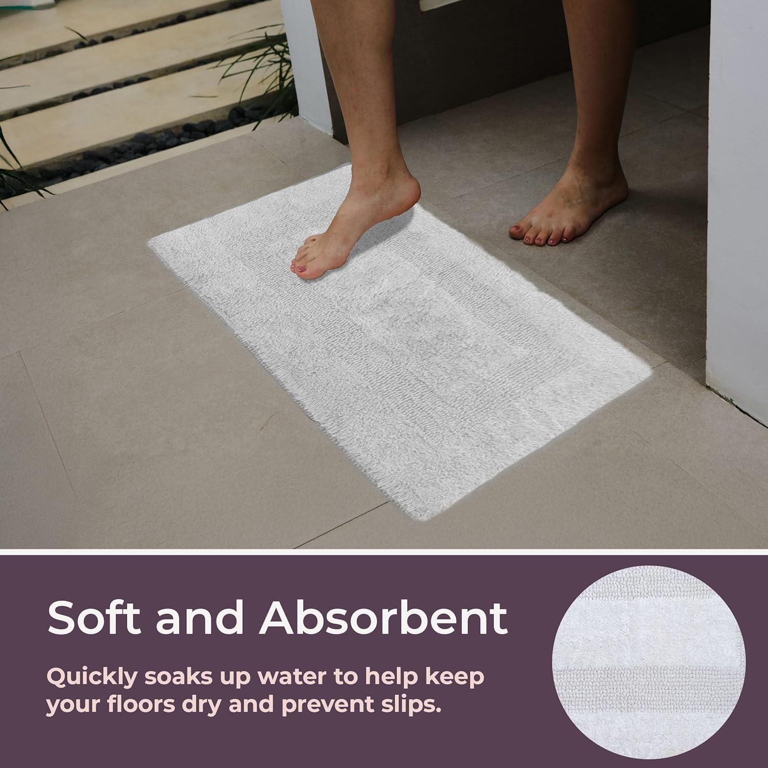 imageBathroom Rugs 2Piece Cotton Bathroom Mat Set Machine Washable Bath Mats for Washroom Kitchen or Laundry Room by Lavish Home TaupeWhite
