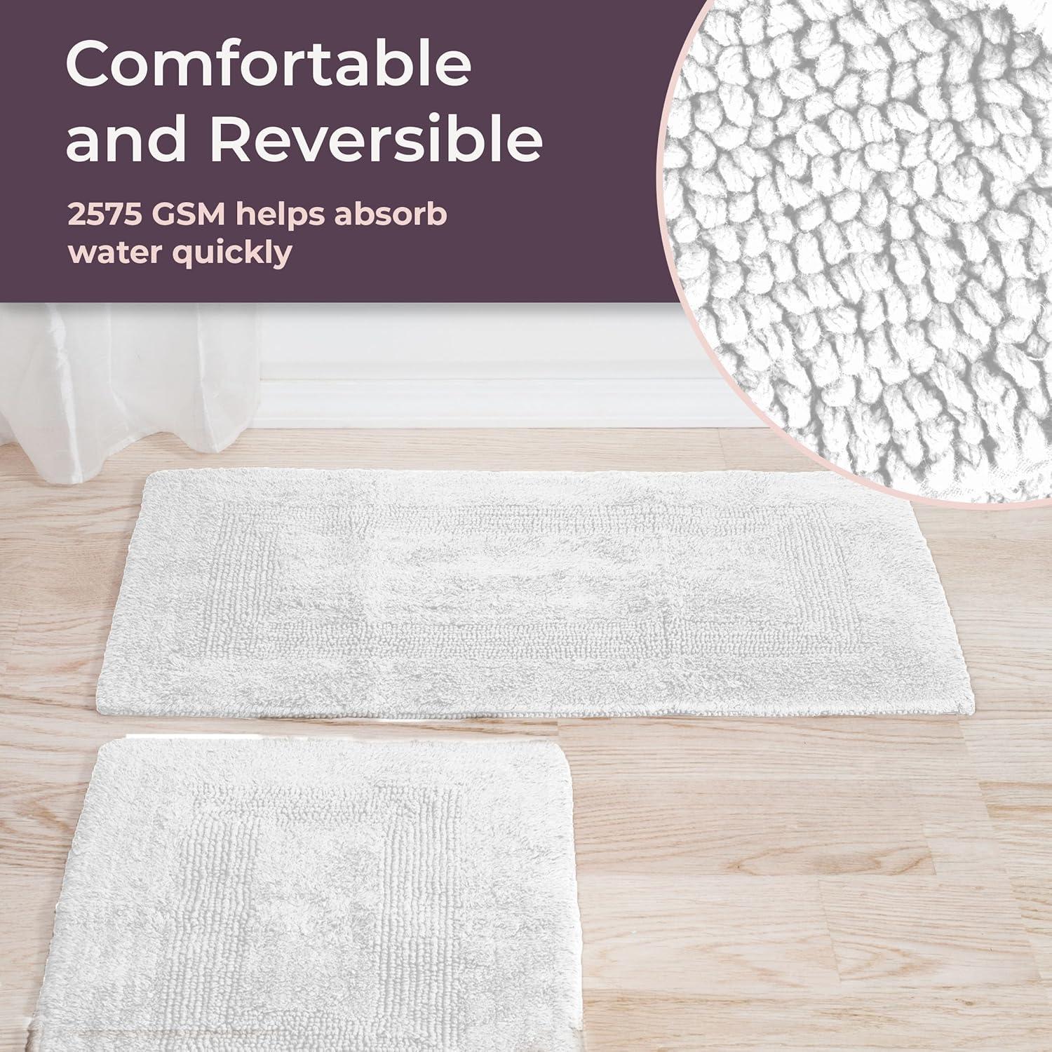imageBathroom Rugs 2Piece Cotton Bathroom Mat Set Machine Washable Bath Mats for Washroom Kitchen or Laundry Room by Lavish Home TaupeWhite