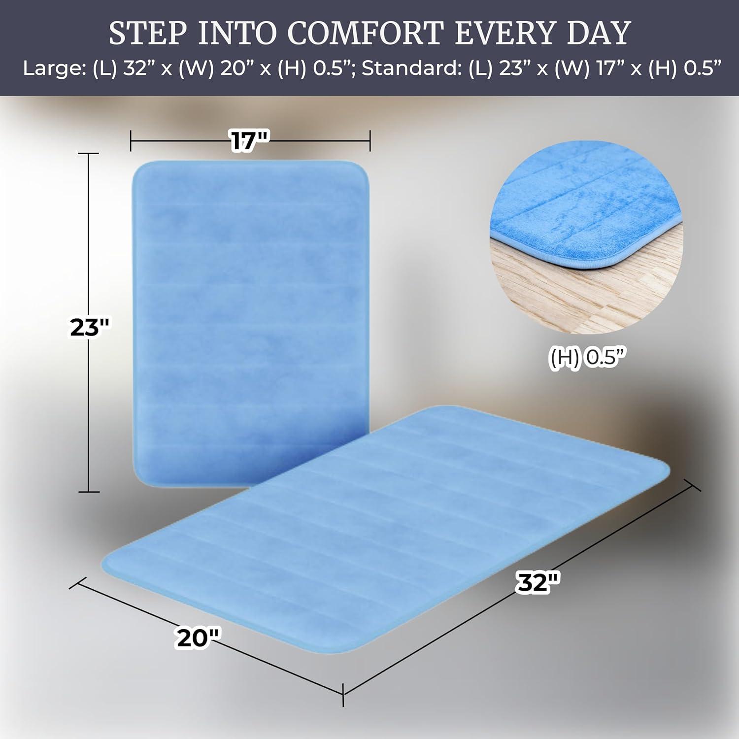 imageBathroom Rugs 2Piece Memory Foam Bath Mats with Microfiber Top NonSlip Absorbent Rugs for Shower Laundry or Kitchen by Lavish Home Blue