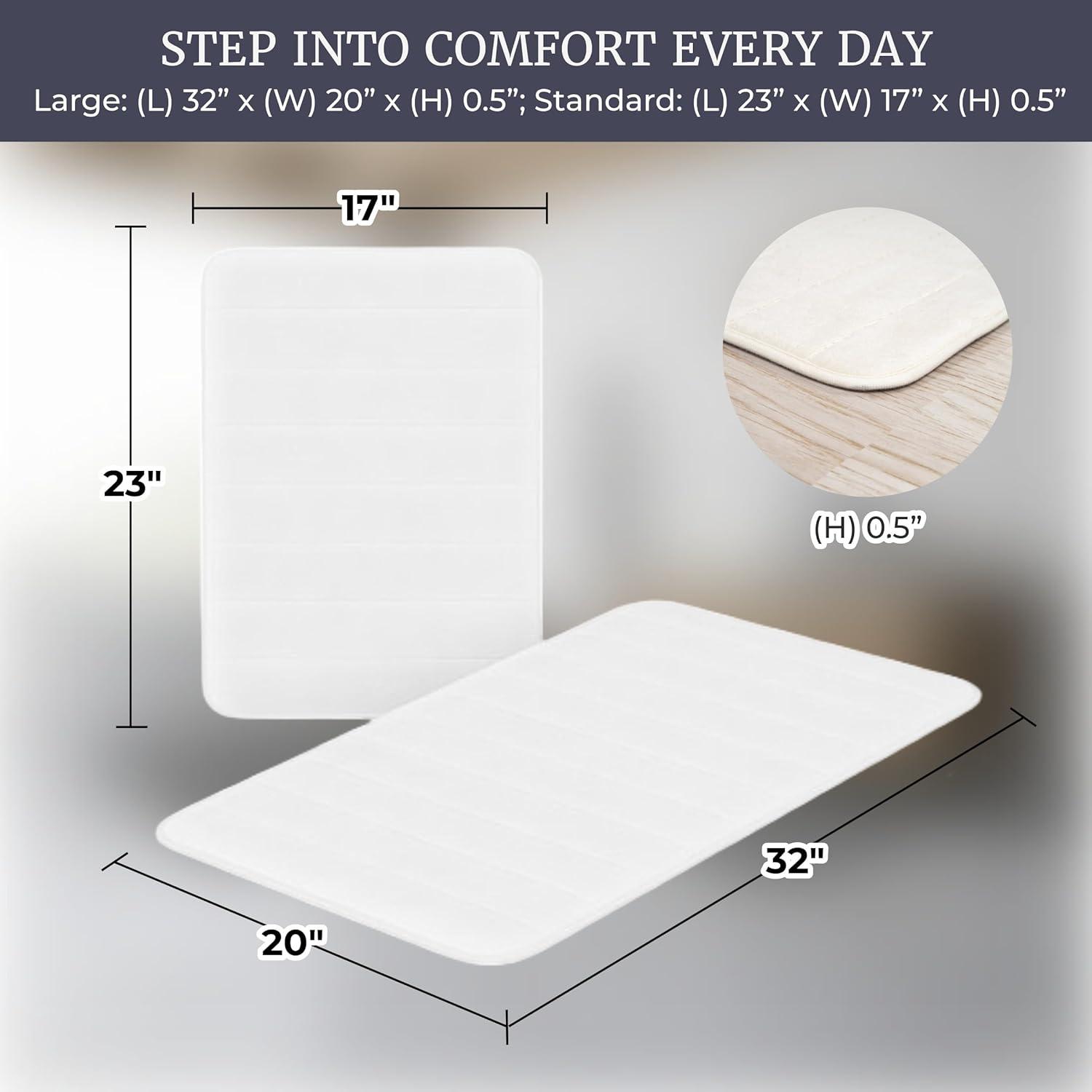 imageBathroom Rugs 2Piece Memory Foam Bath Mats with Microfiber Top NonSlip Absorbent Rugs for Shower Laundry or Kitchen by Lavish Home White