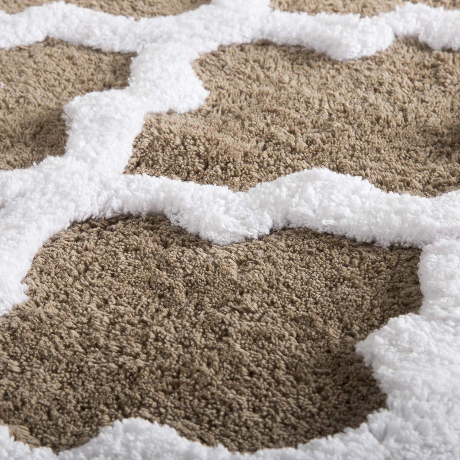 imageLavish Home 2 Piece Bathroom Rug Set 41x245 Inch and 34x21 Inch 100 Cotton Bath Mats with Textured Trellis Print for Elegant Bathroom Decor Bath Rugs Non Slip Washable Bathmats SilverTaupe