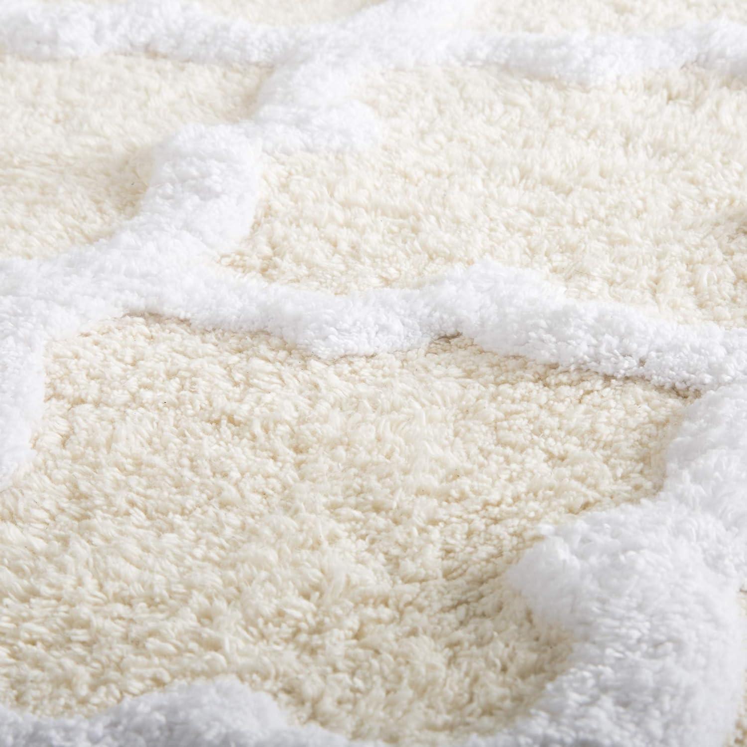imageLavish Home 2 Piece Bathroom Rug Set 41x245 Inch and 34x21 Inch 100 Cotton Bath Mats with Textured Trellis Print for Elegant Bathroom Decor Bath Rugs Non Slip Washable Bathmats SilverBone