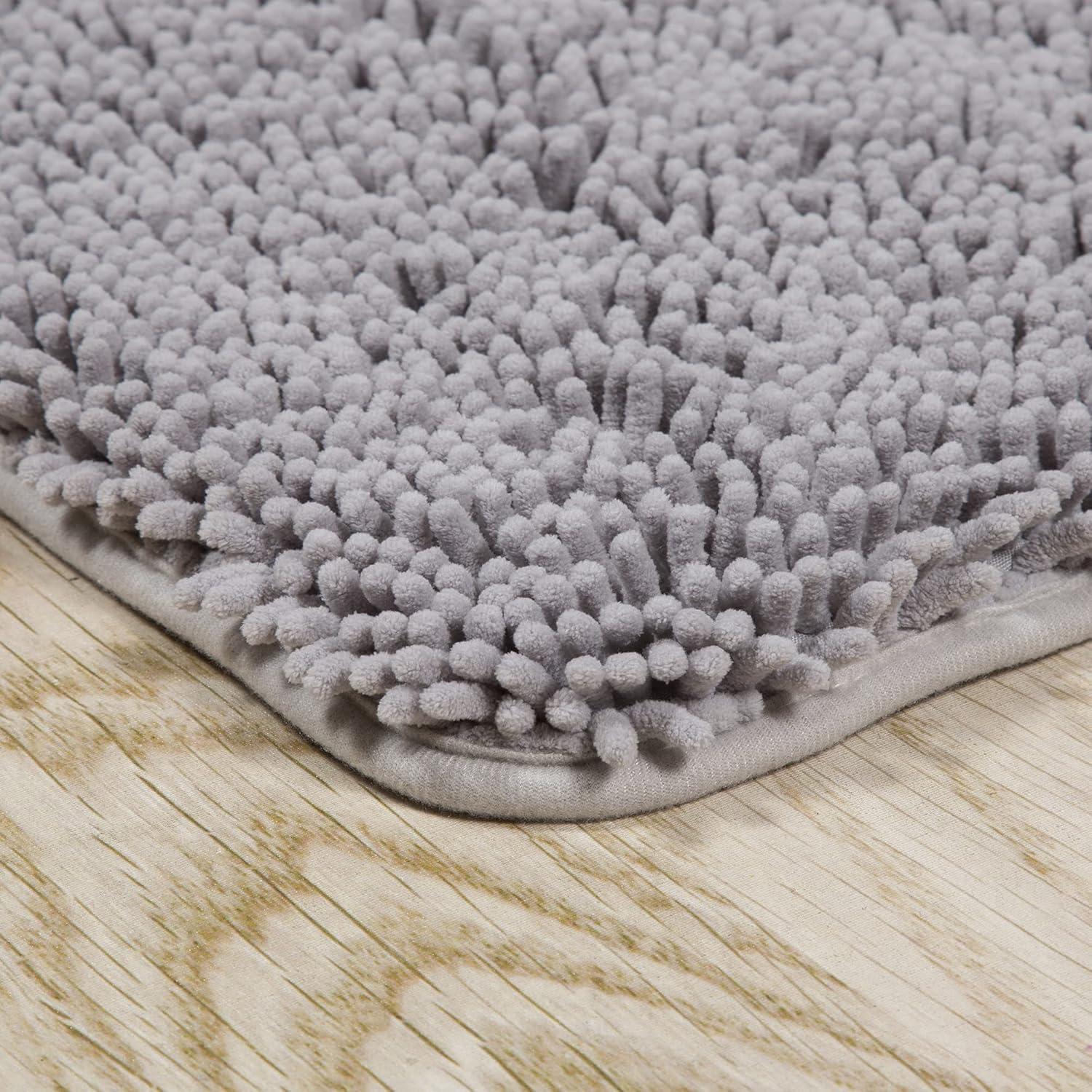 imageLavish Home 2 Piece Memory Foam Shag Bath Mat Grey