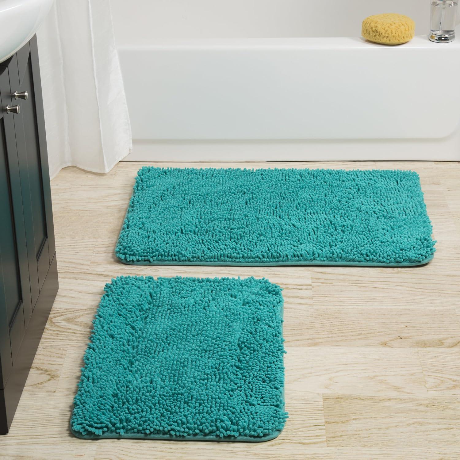 imageLavish Home 2 Piece Memory Foam Shag Bath Mat Seafoam