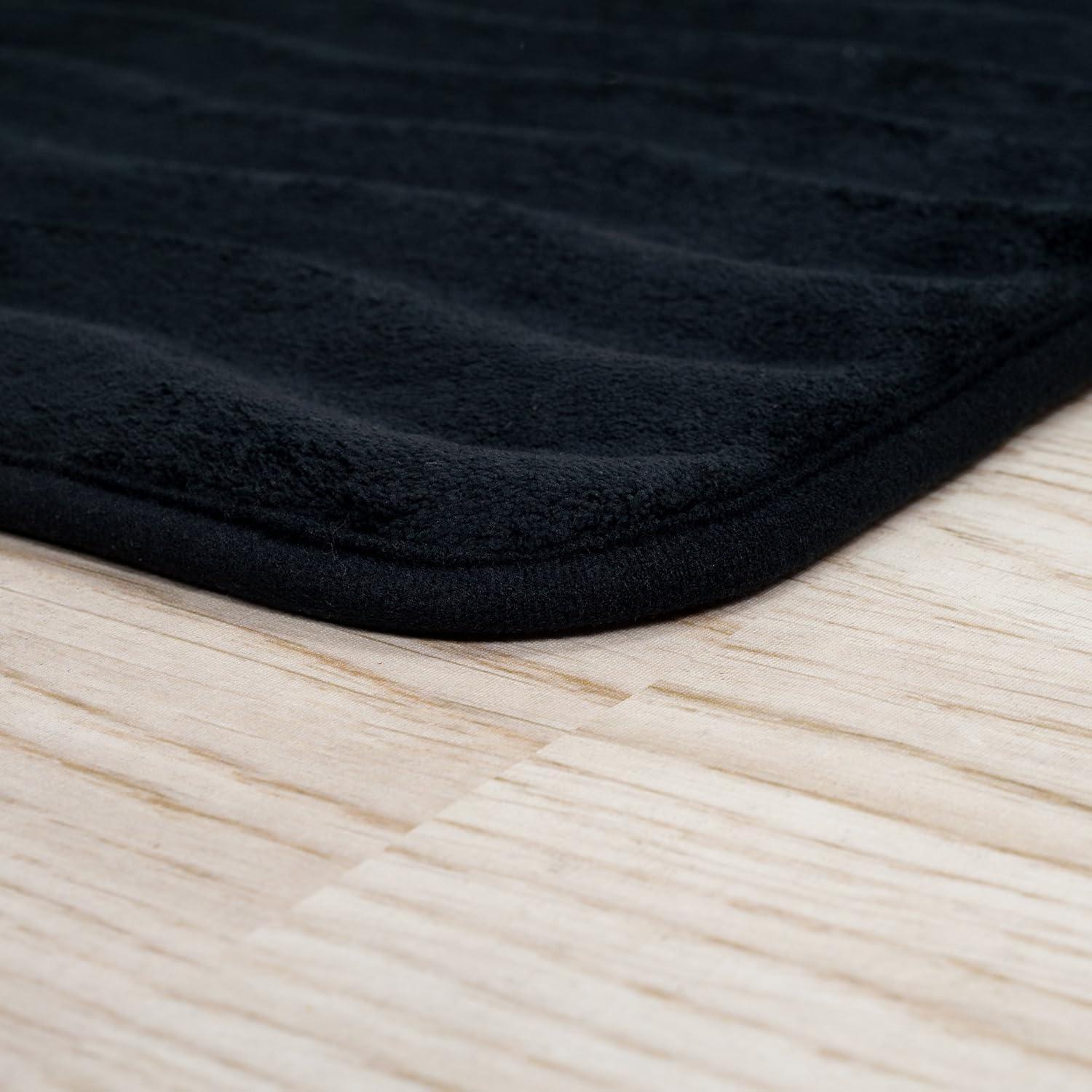 imageLavish Home 2Piece Memory Foam Bath Mat Set OffWhiteBlack