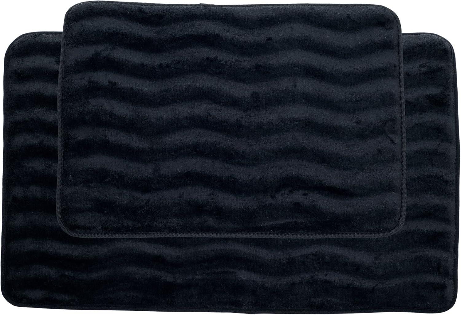 imageLavish Home 2Piece Memory Foam Bath Mat Set OffWhiteBlack