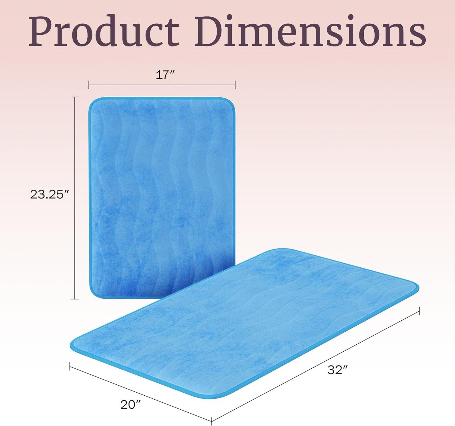 imageLavish Home 2Piece Memory Foam Bath Mat Set OffWhiteBlue