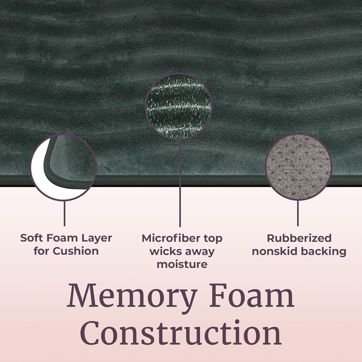 imageLavish Home 2Piece Memory Foam Bath Mat Set OffWhiteGreen