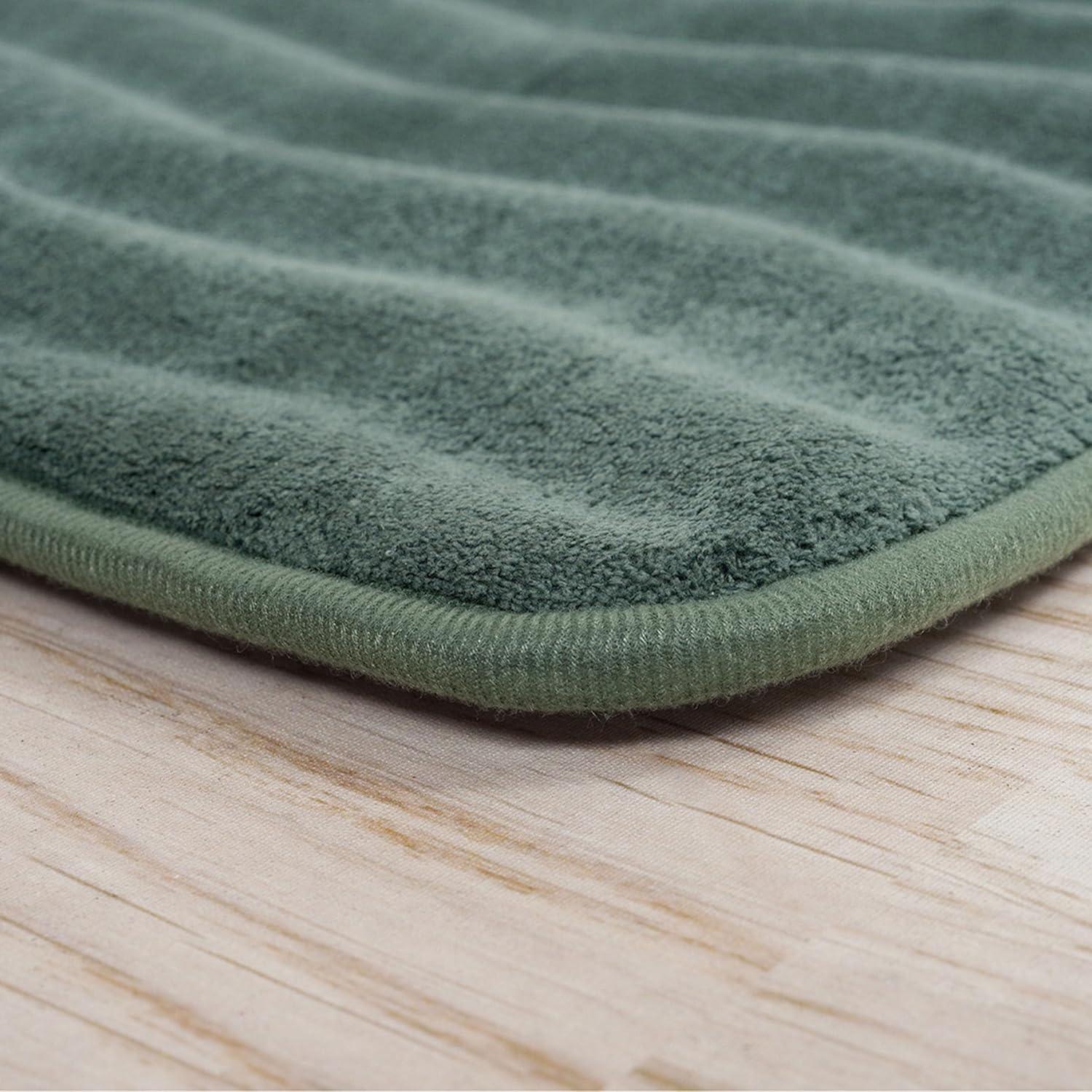 imageLavish Home 2Piece Memory Foam Bath Mat Set OffWhiteGreen