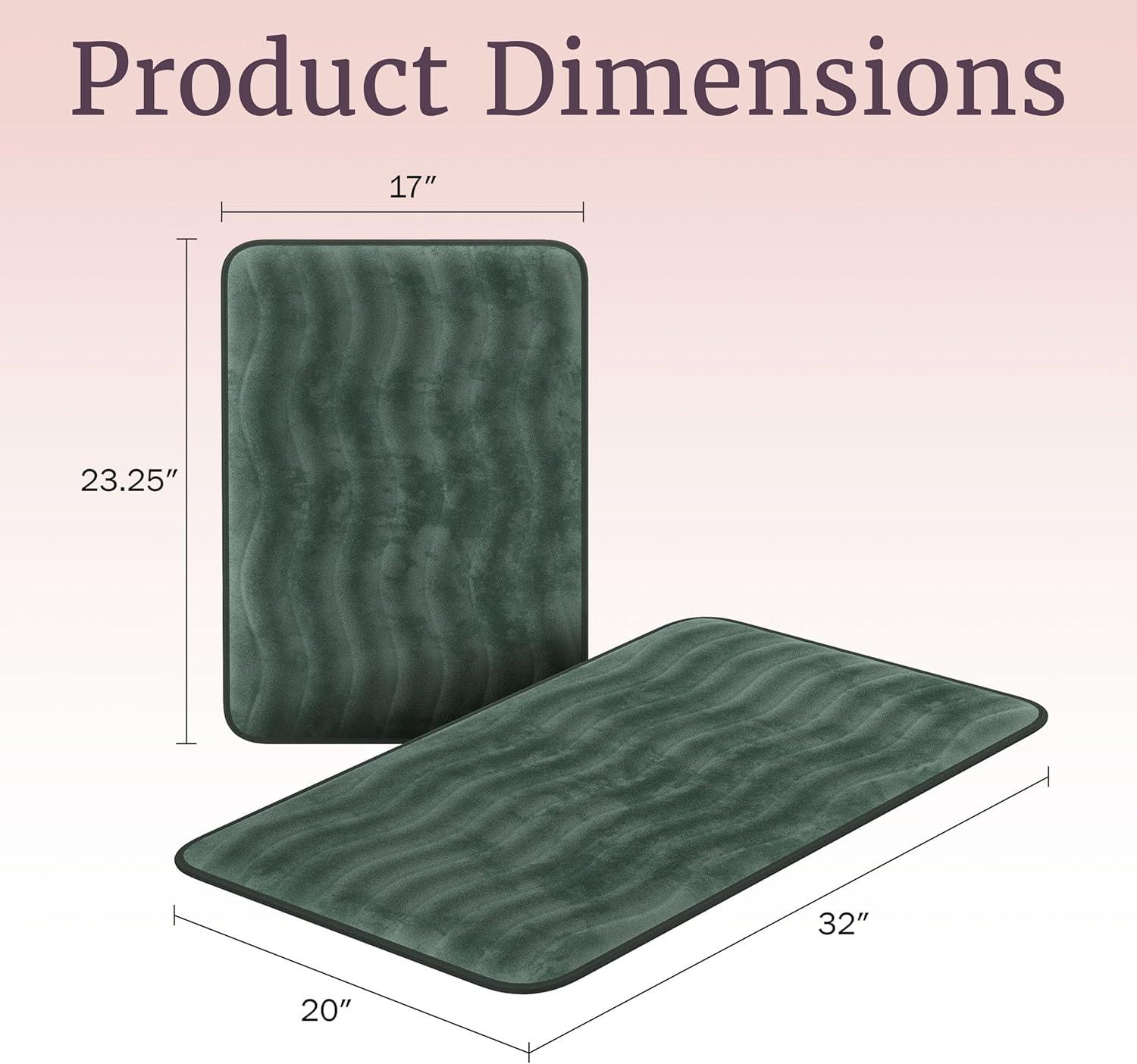 imageLavish Home 2Piece Memory Foam Bath Mat Set OffWhiteGreen