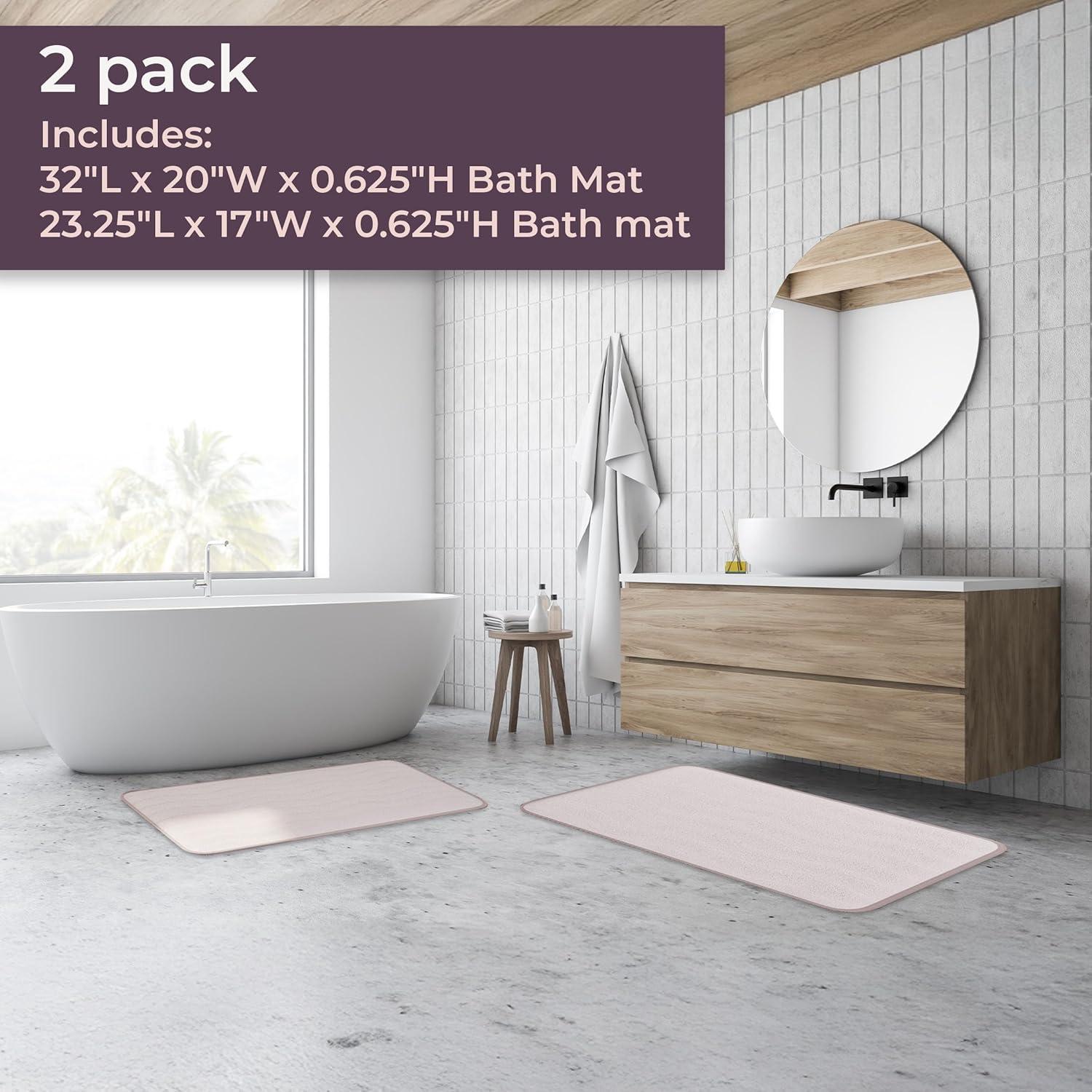 imageLavish Home 2Piece Memory Foam Bath Mat Set OffWhiteIvory