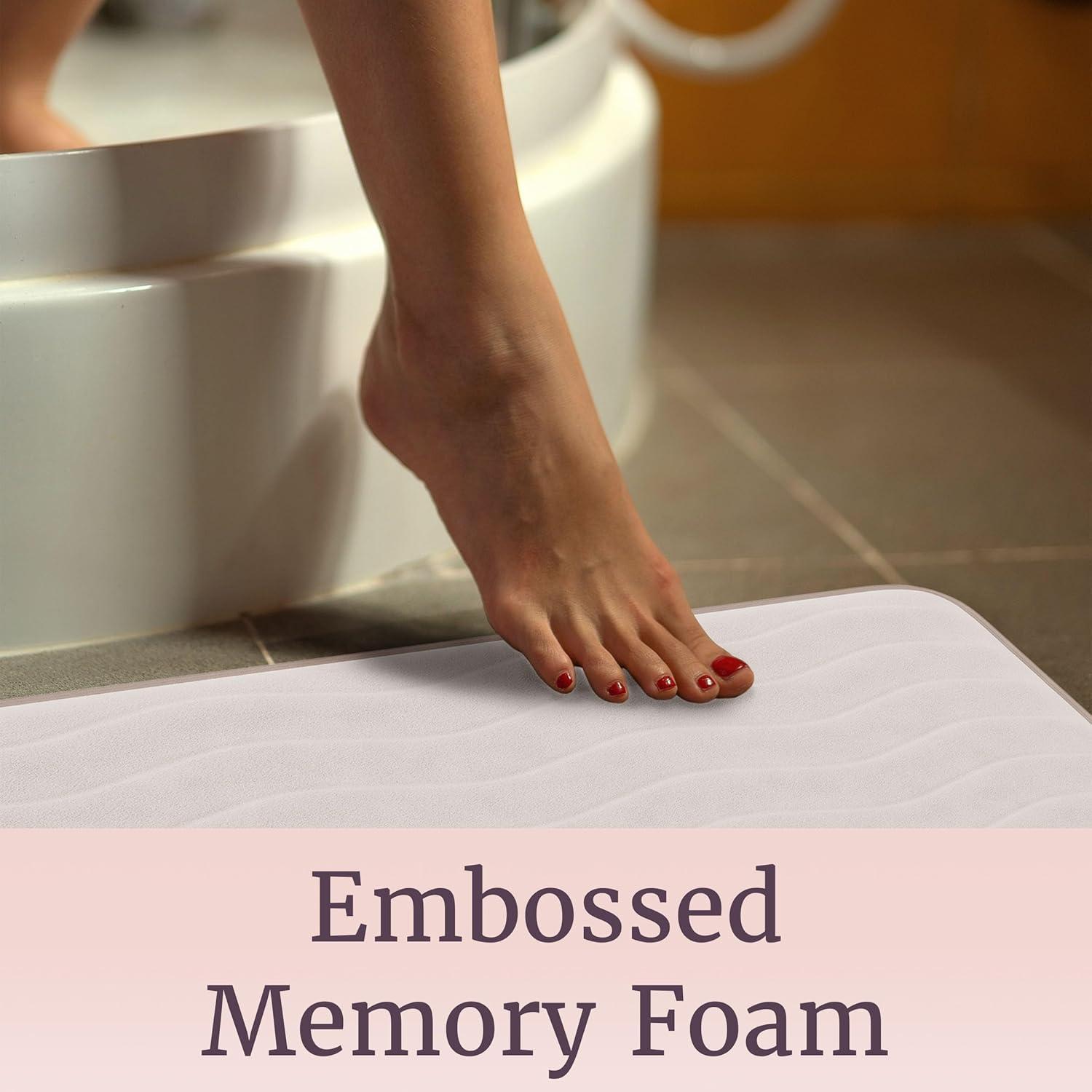 imageLavish Home 2Piece Memory Foam Bath Mat Set OffWhiteIvory