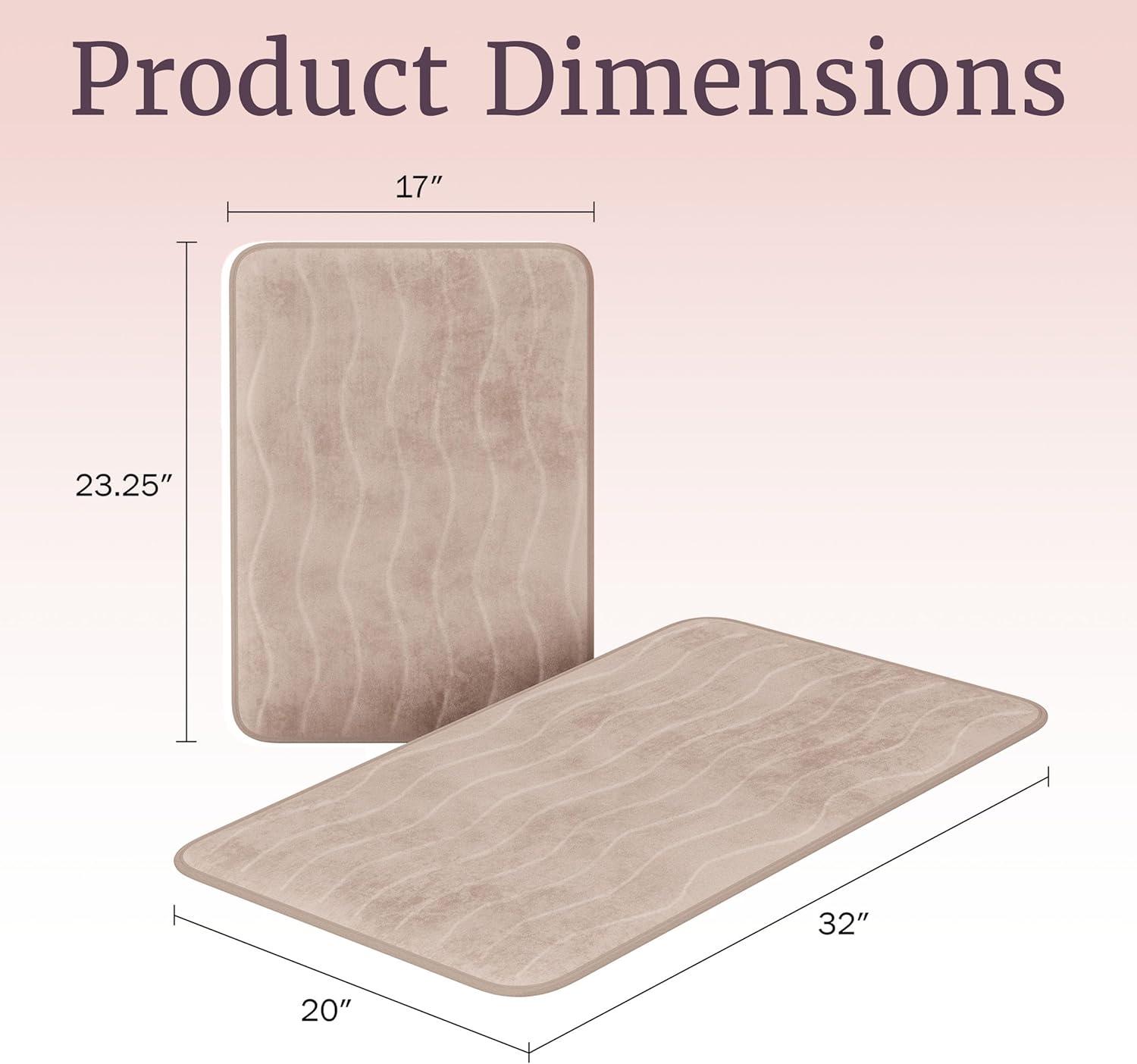 imageLavish Home 2Piece Memory Foam Bath Mat Set OffWhiteTaupe
