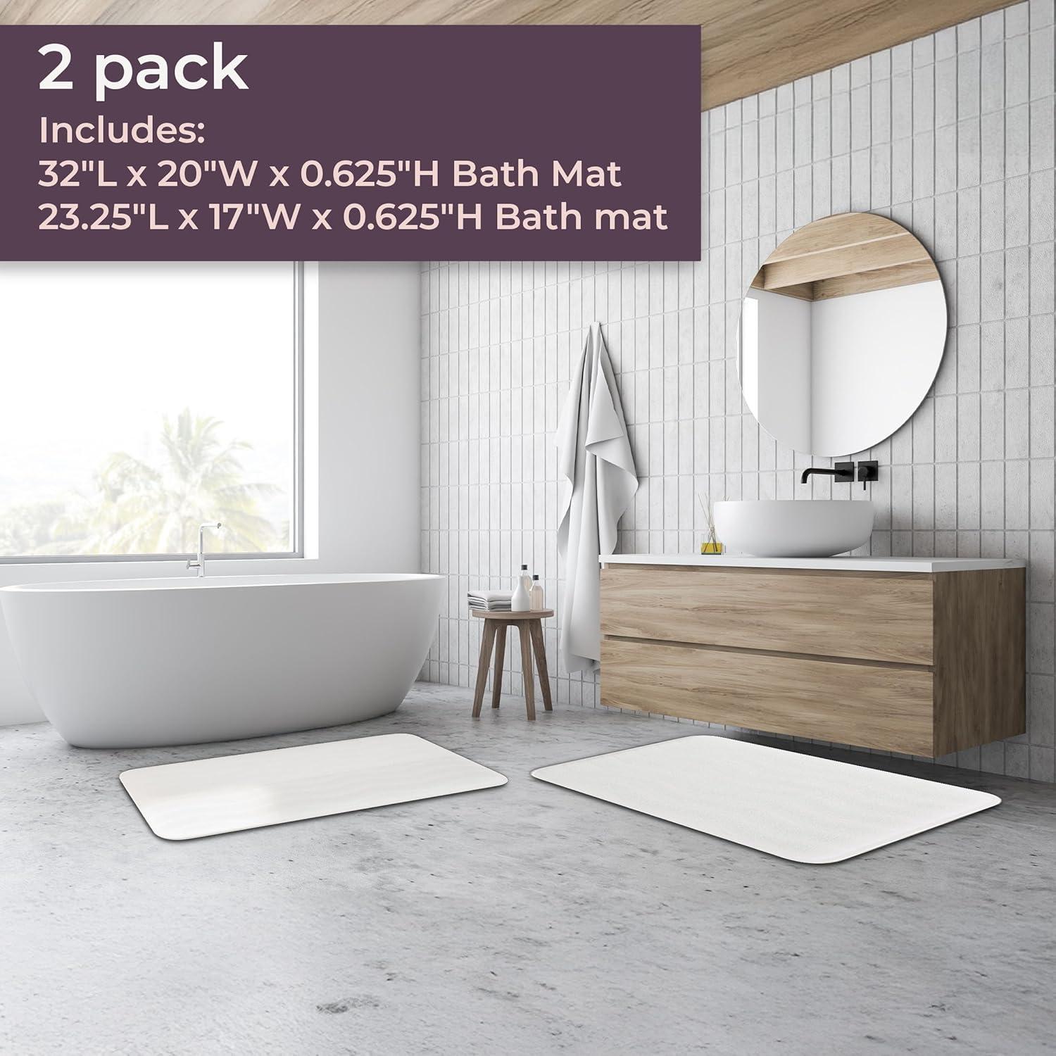 imageLavish Home 2Piece Memory Foam Bath Mat Set OffWhiteWhite