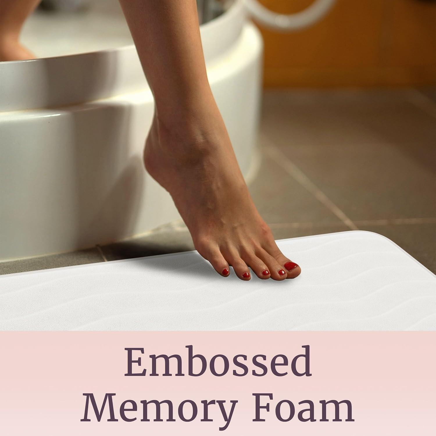 imageLavish Home 2Piece Memory Foam Bath Mat Set OffWhiteWhite
