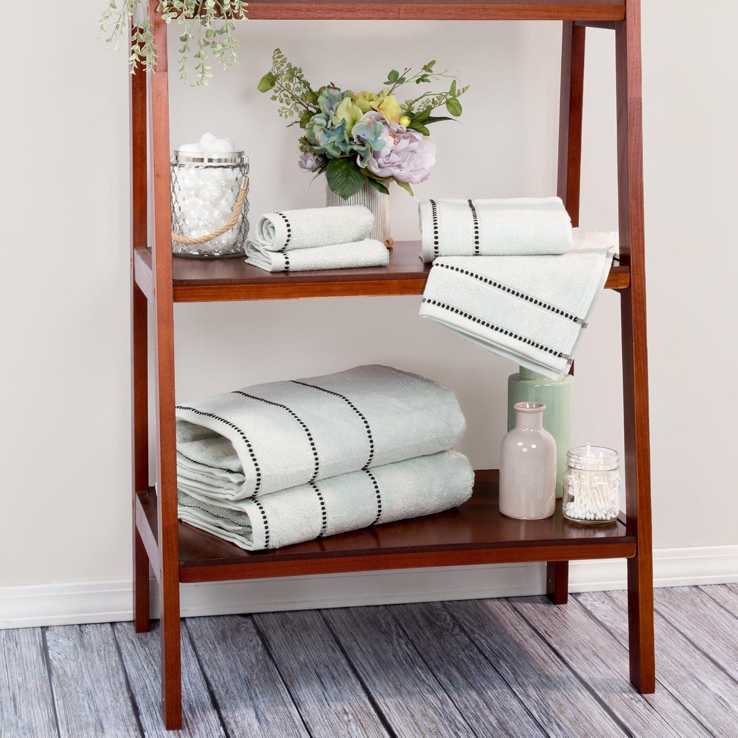 imageLavish Home 6 Piece Bathroom Towels Set 525GSM 100 Cotton Bathroom Essentials 2 Bath Sheets 2 Hand Towels and 2 Wash Cloths for Bath Shower Gym Spa and Dorm Room Seafoam