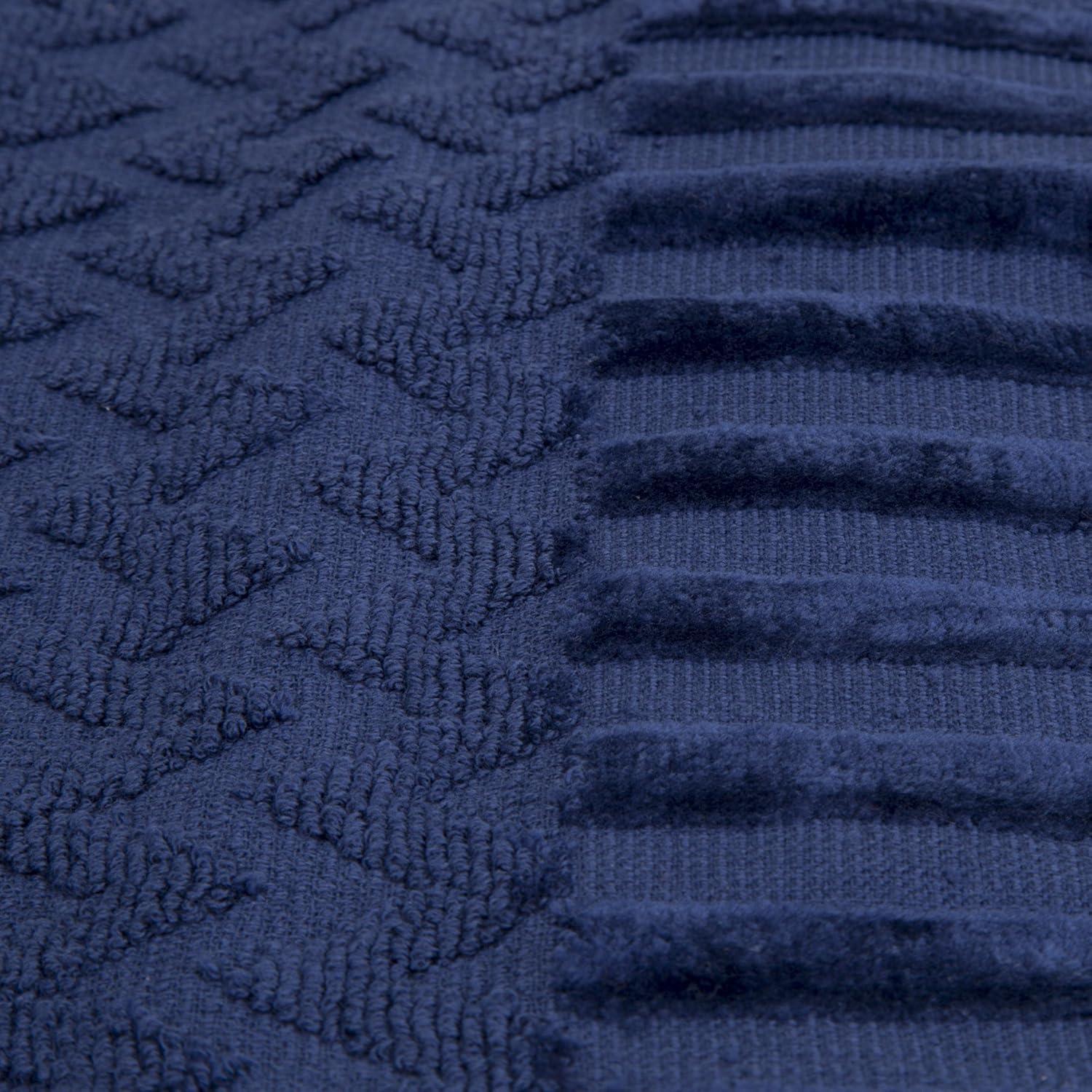 imageLavish Home 6Piece Cotton Deluxe Plush Bath Towel Set Chevron Pattern Plush Sculpted Spa Luxury Decorative Body Hand and Face Towels Navy 27x54quotx025quot