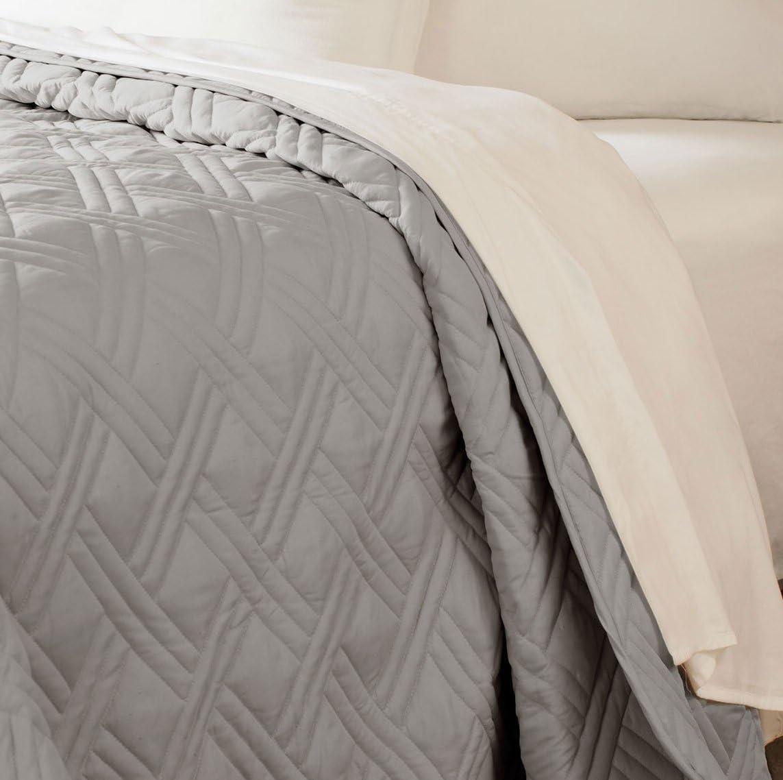 imageLavish Home Gray Quilt Coverlet for King Size BedsBasket Weave Quilted PatternSoft ampamp Lightweight Bedding for All Seasons Solid Color Bedspread