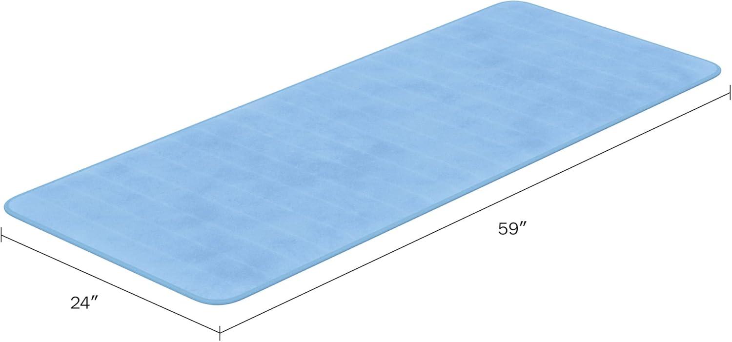 imageLavish Home Oversized Bathroom Rug Memory Foam Bath Mat in Blue Textured Stripes Extra Long NonSlip Absorbent Runner for Shower Tub or Kitchen