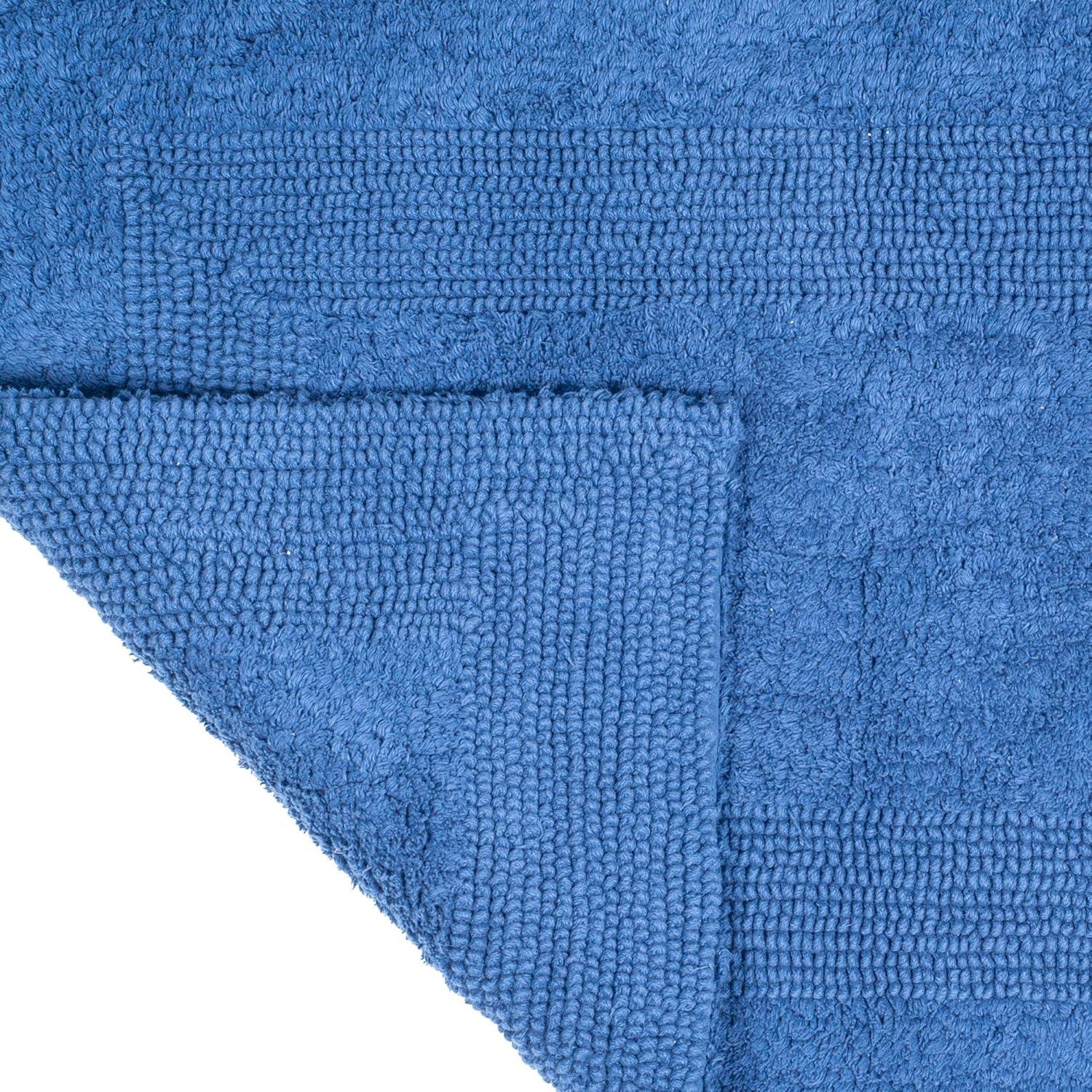 imageLavish Home Reversible Long Bath Mat 60x24Inch Plush Cotton Bathroom Runner Machine Washable Bath Mats for Bathroom Kitchen or Laundry Room BlueBlue