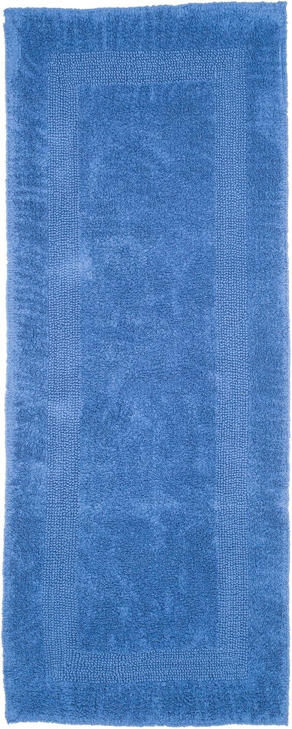 imageLavish Home Reversible Long Bath Mat 60x24Inch Plush Cotton Bathroom Runner Machine Washable Bath Mats for Bathroom Kitchen or Laundry Room BlueBlue