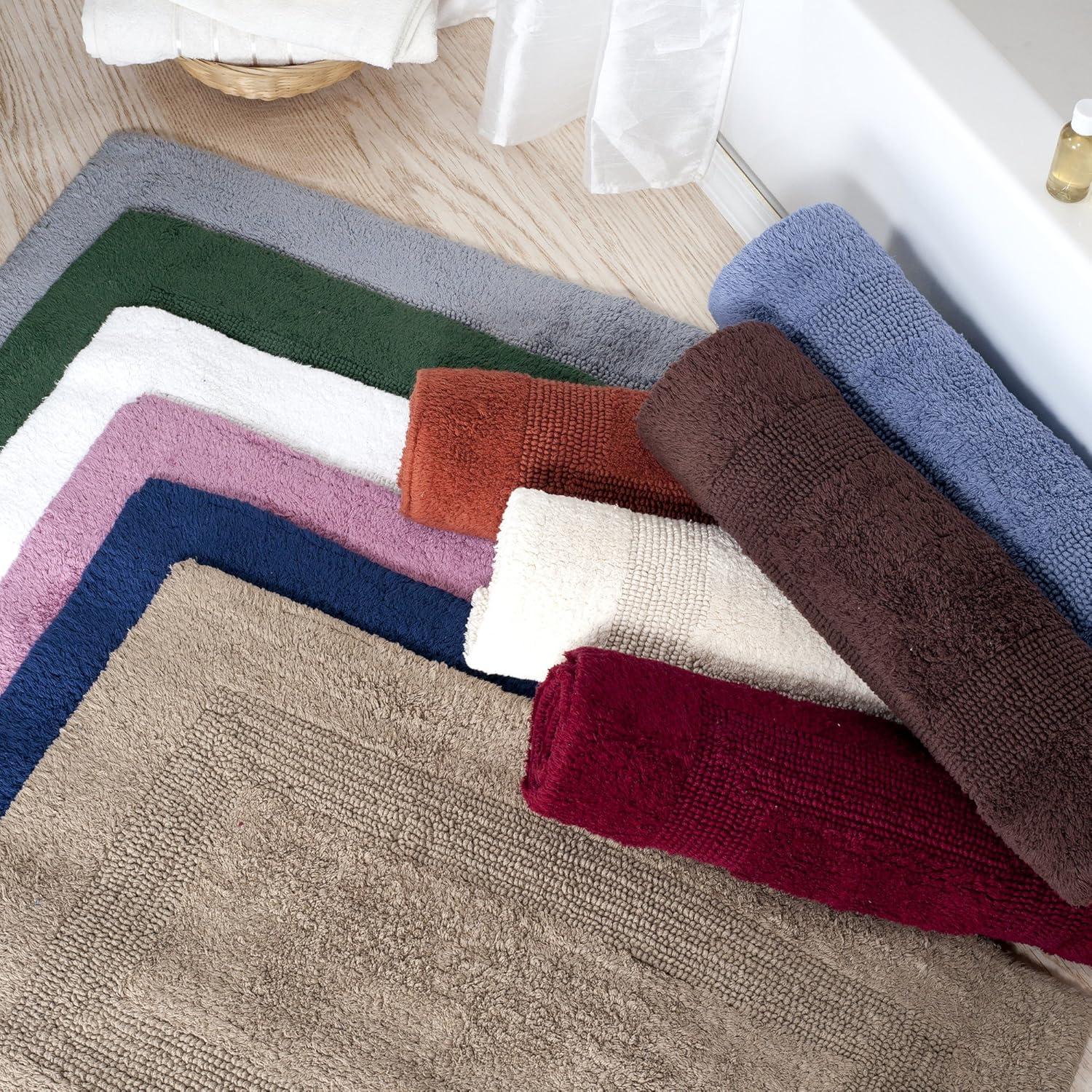 imageLavish Home Reversible Long Bath Mat 60x24Inch Plush Cotton Bathroom Runner Machine Washable Bath Mats for Bathroom Kitchen or Laundry Room BlueBurgundy