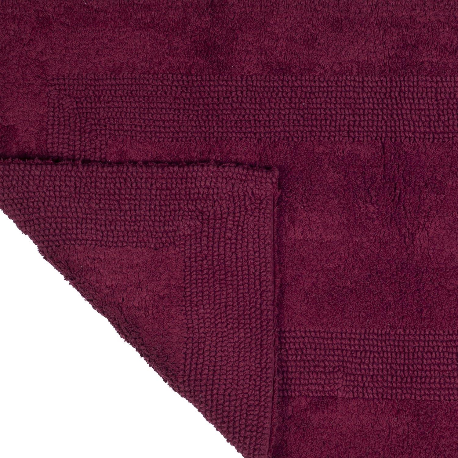 imageLavish Home Reversible Long Bath Mat 60x24Inch Plush Cotton Bathroom Runner Machine Washable Bath Mats for Bathroom Kitchen or Laundry Room BlueBurgundy