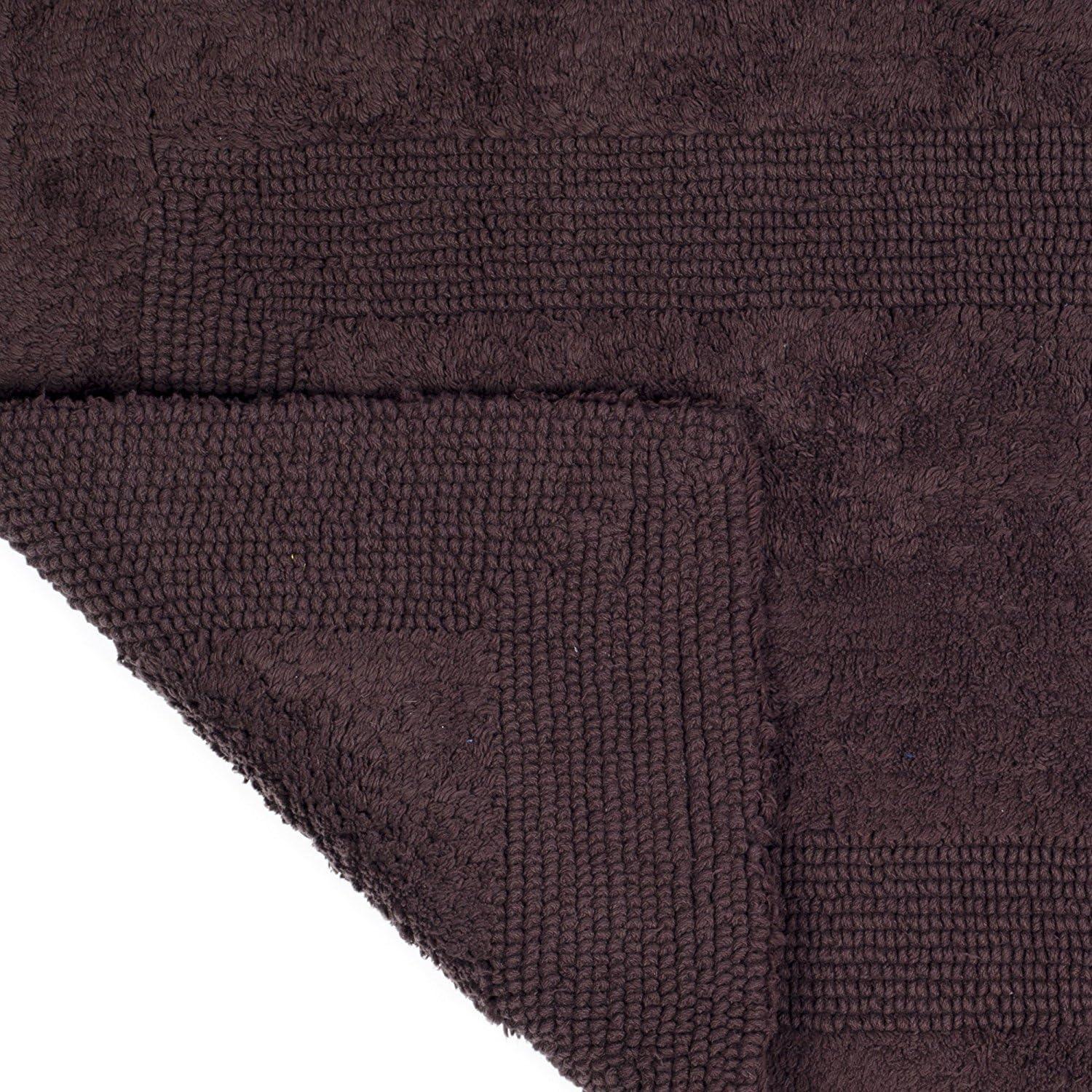 imageLavish Home Reversible Long Bath Mat 60x24Inch Plush Cotton Bathroom Runner Machine Washable Bath Mats for Bathroom Kitchen or Laundry Room BlueChocolate